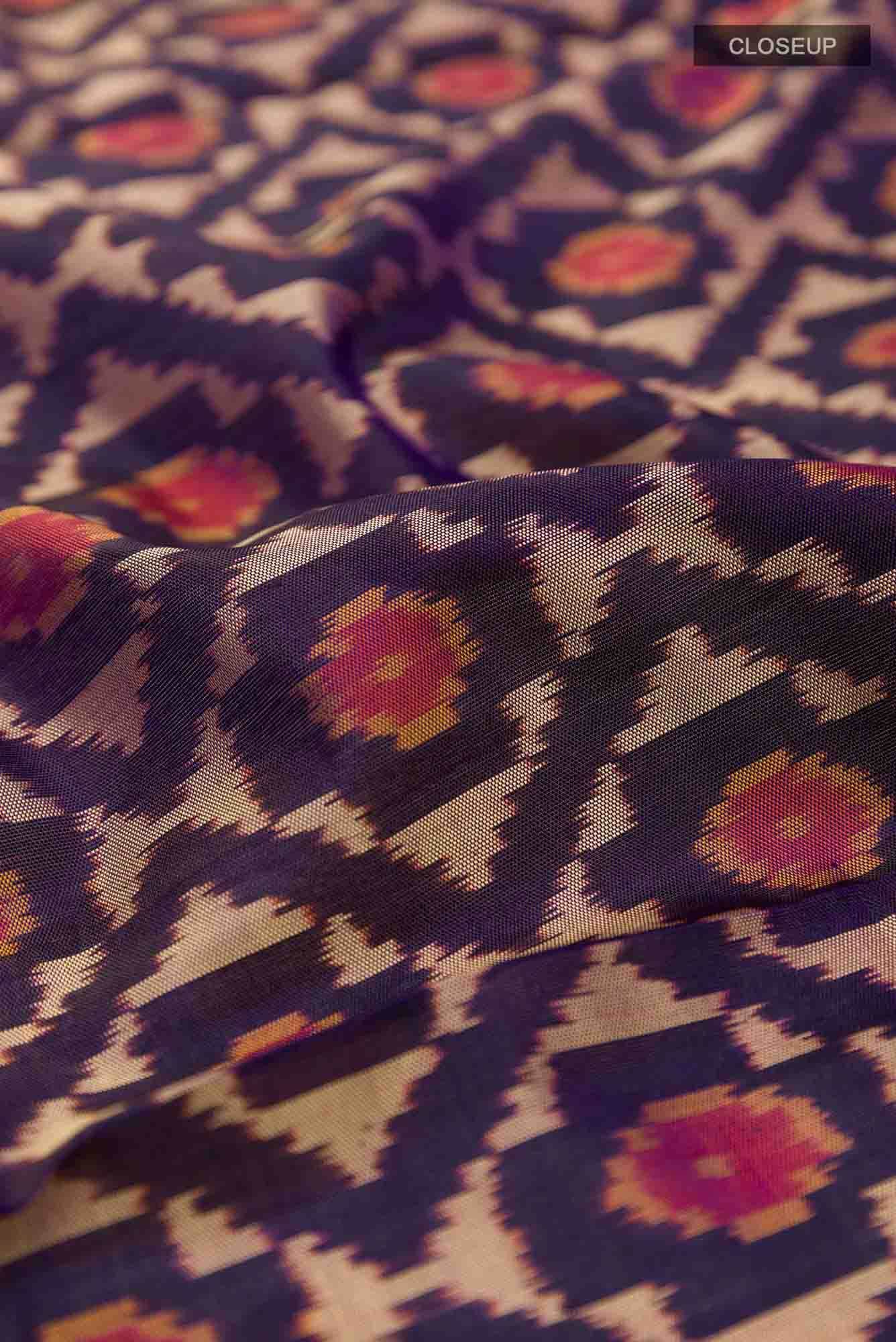 Blue Dual Tone Rajkot Patola Silk Saree