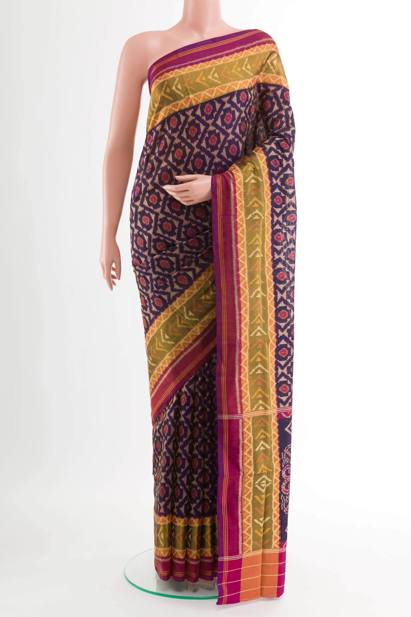 Blue Dual Tone Rajkot Patola Silk Saree