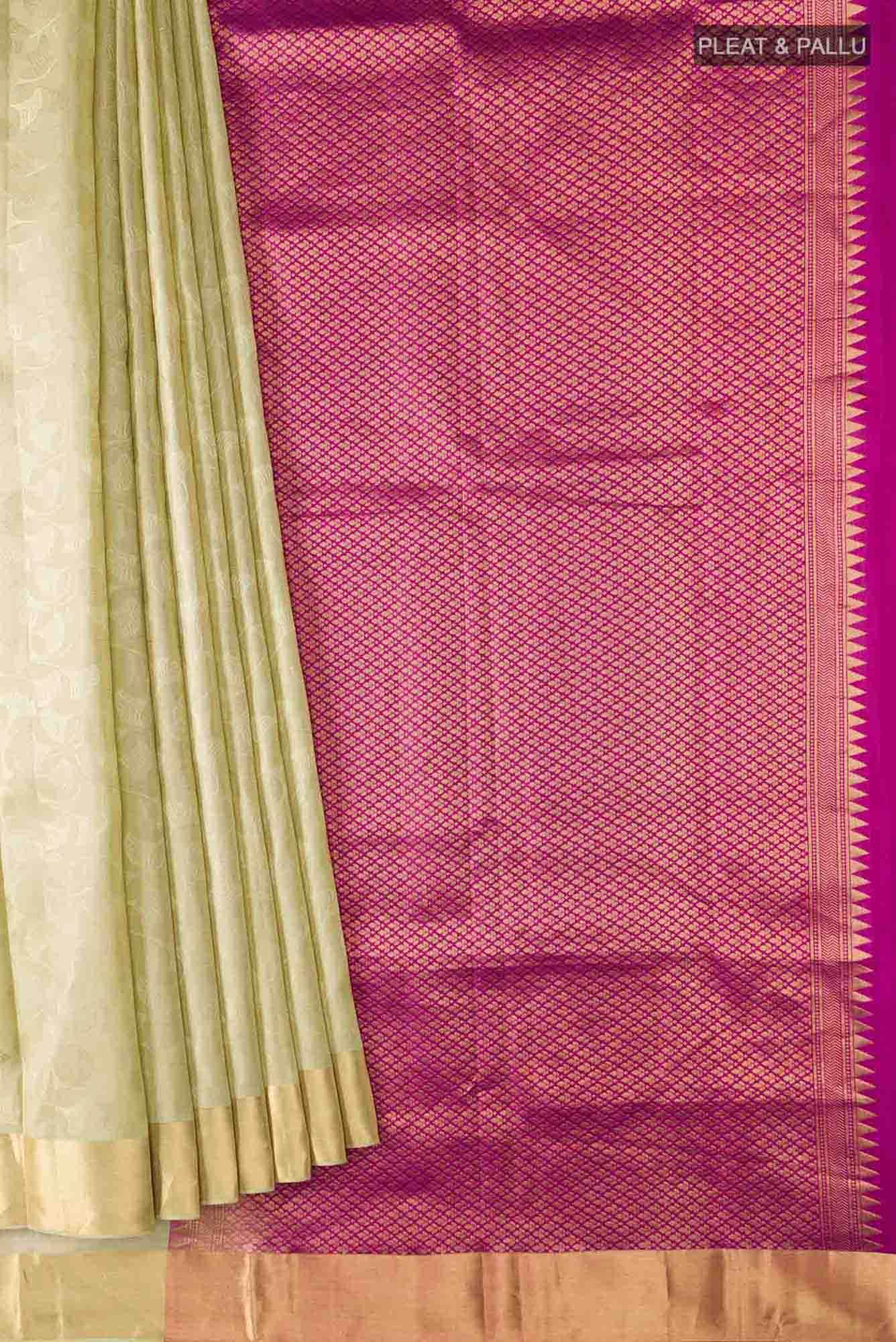 Beige Kanchipuram Silk Saree