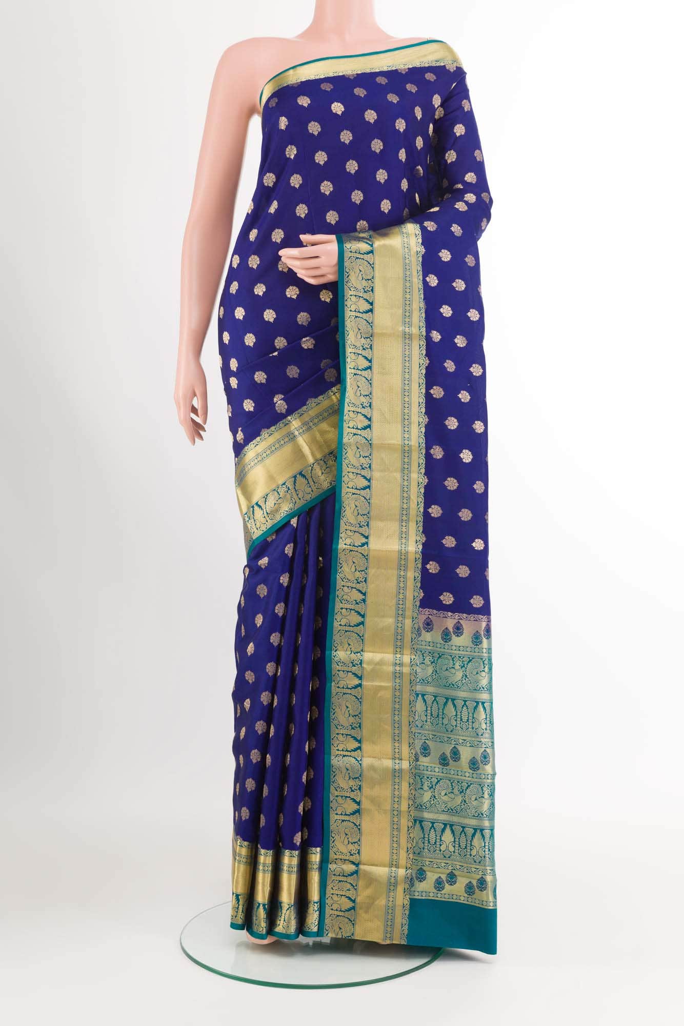 Dark Blue Kanchipuram Silk Saree