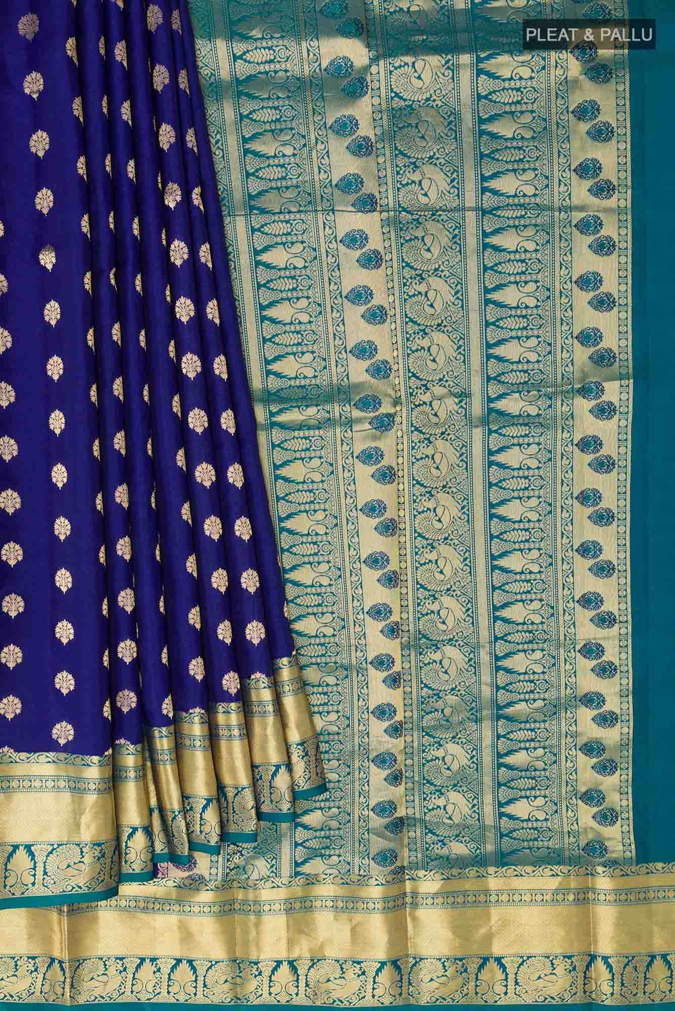 Dark Blue Kanchipuram Silk Saree