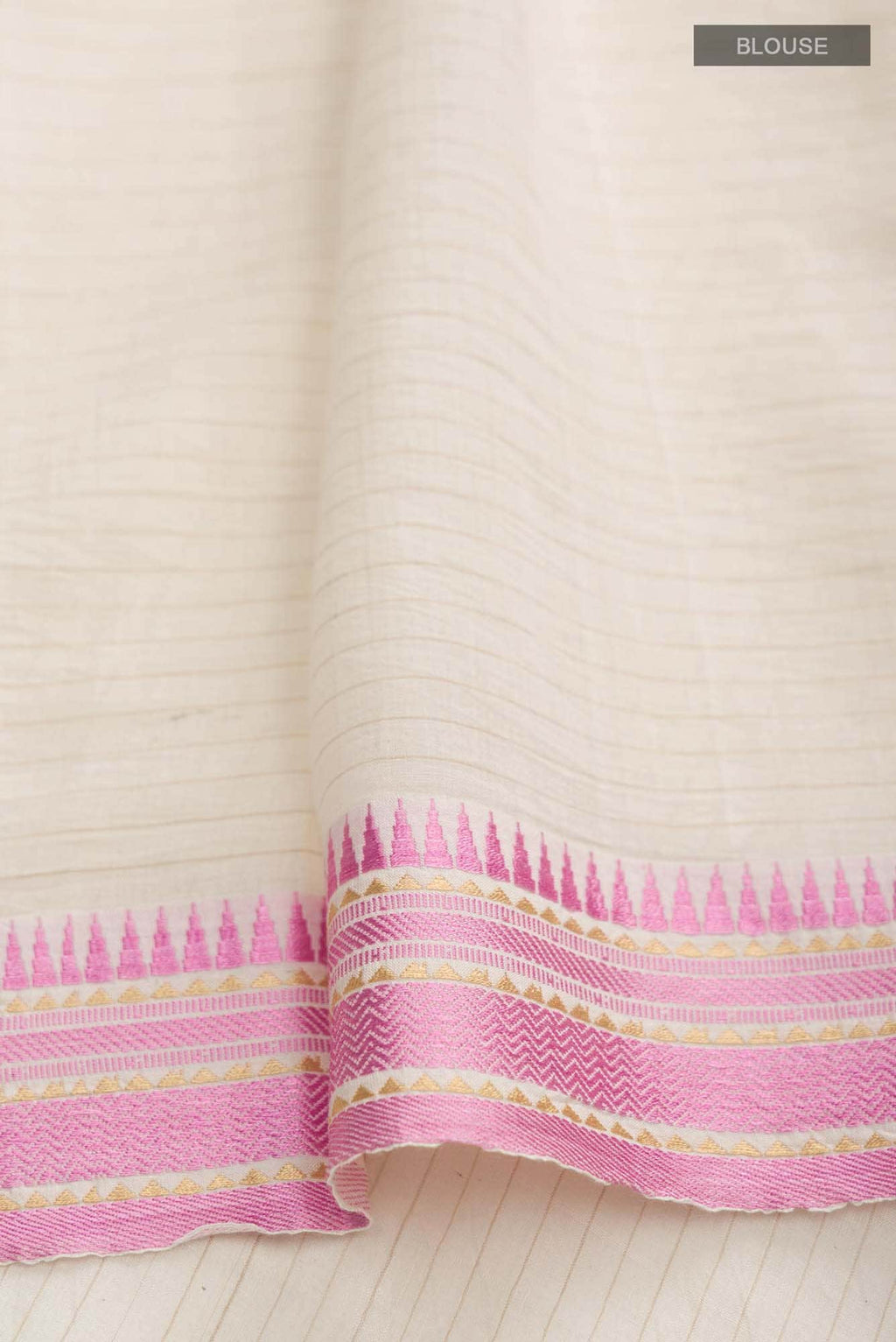 Cream Tussar Silk Saree