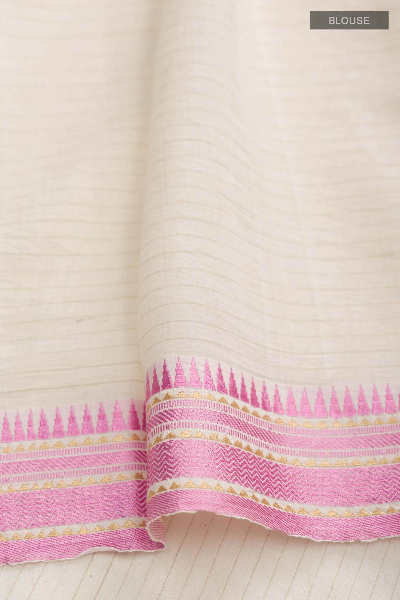 Cream Tussar Silk Saree