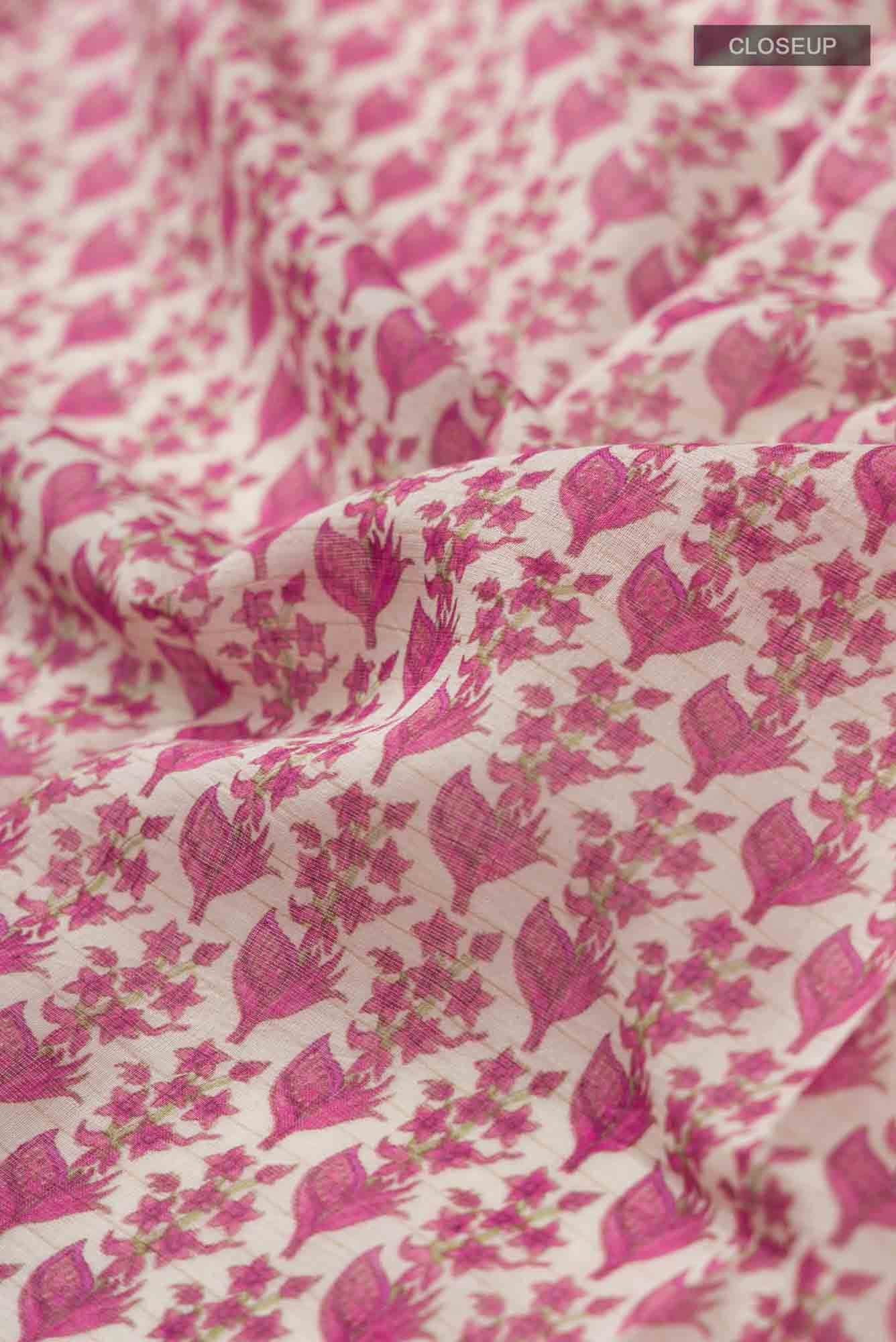 Cream Tussar Silk Saree