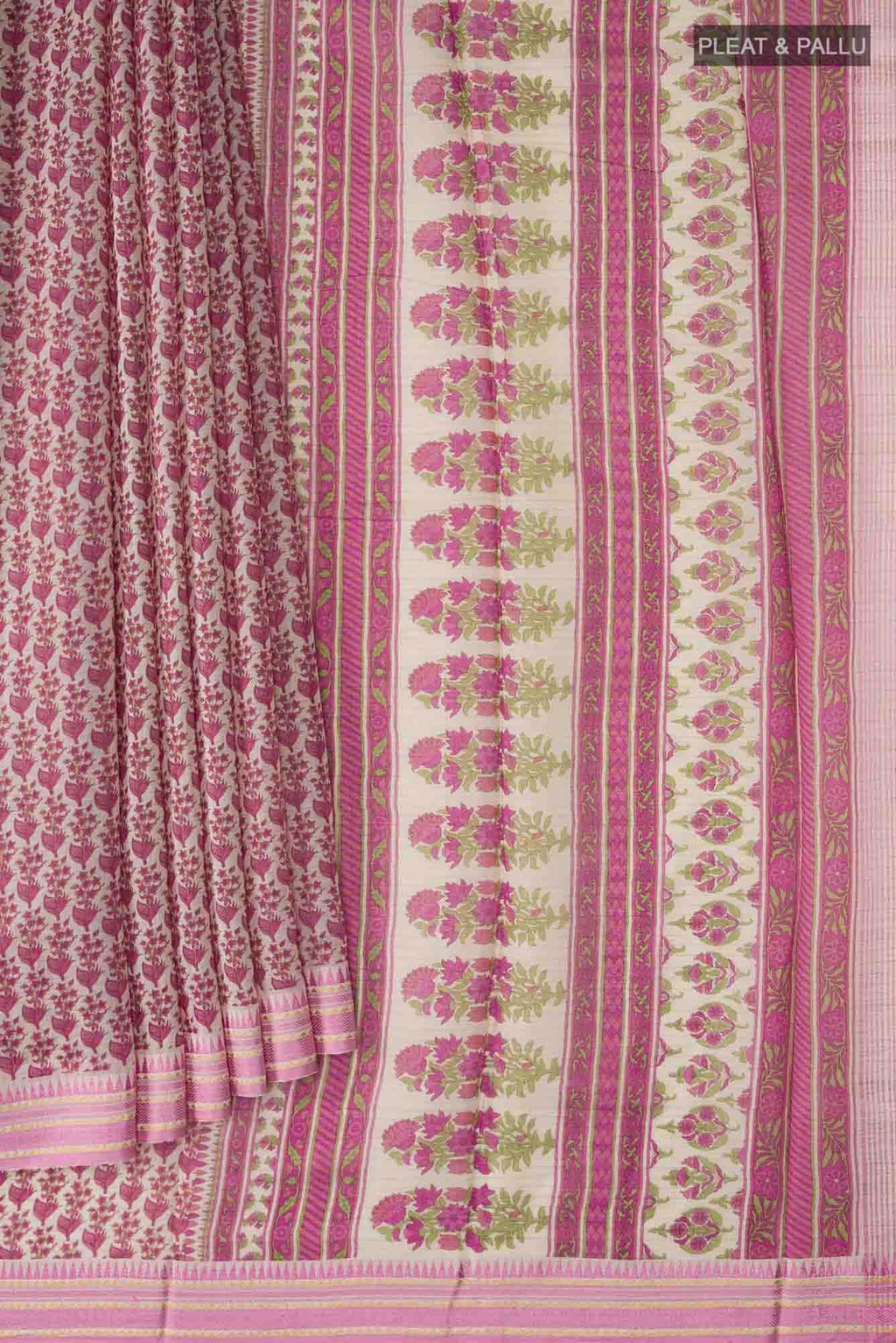 Cream Tussar Silk Saree