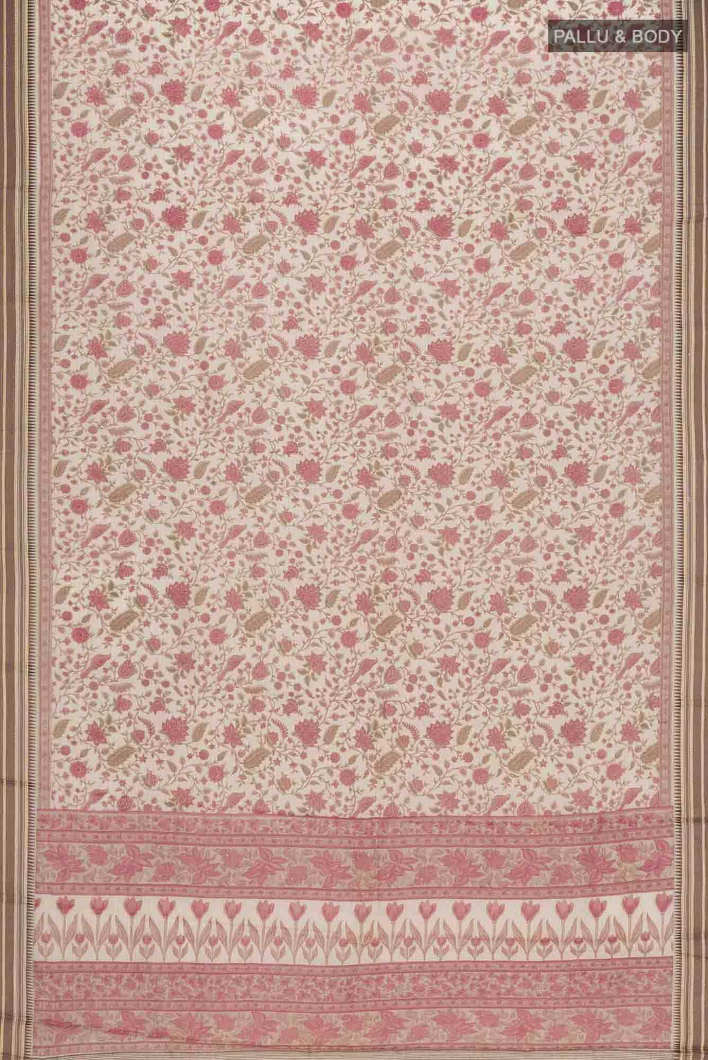 Cream Tussar Silk Saree