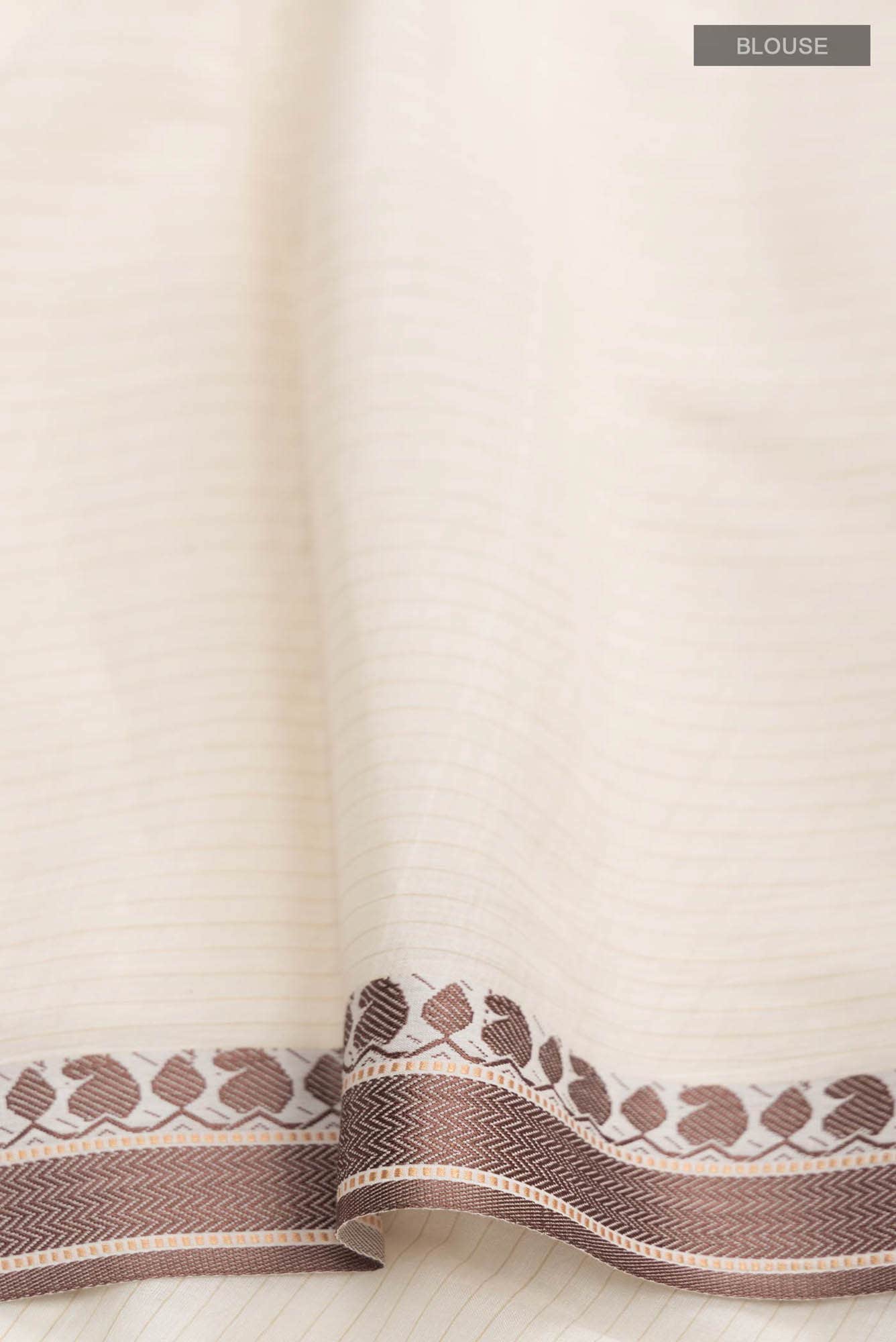 Cream Tussar Silk Saree