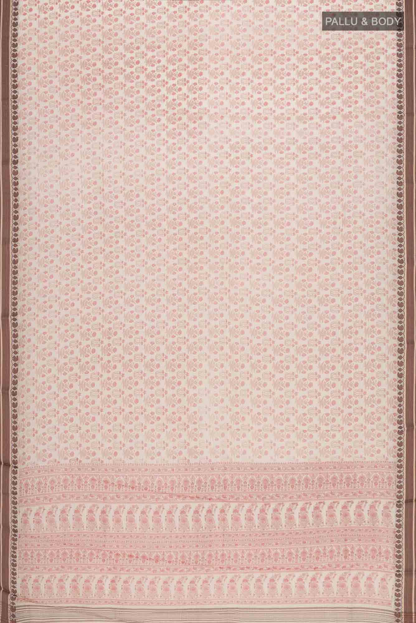 Cream Tussar Silk Saree