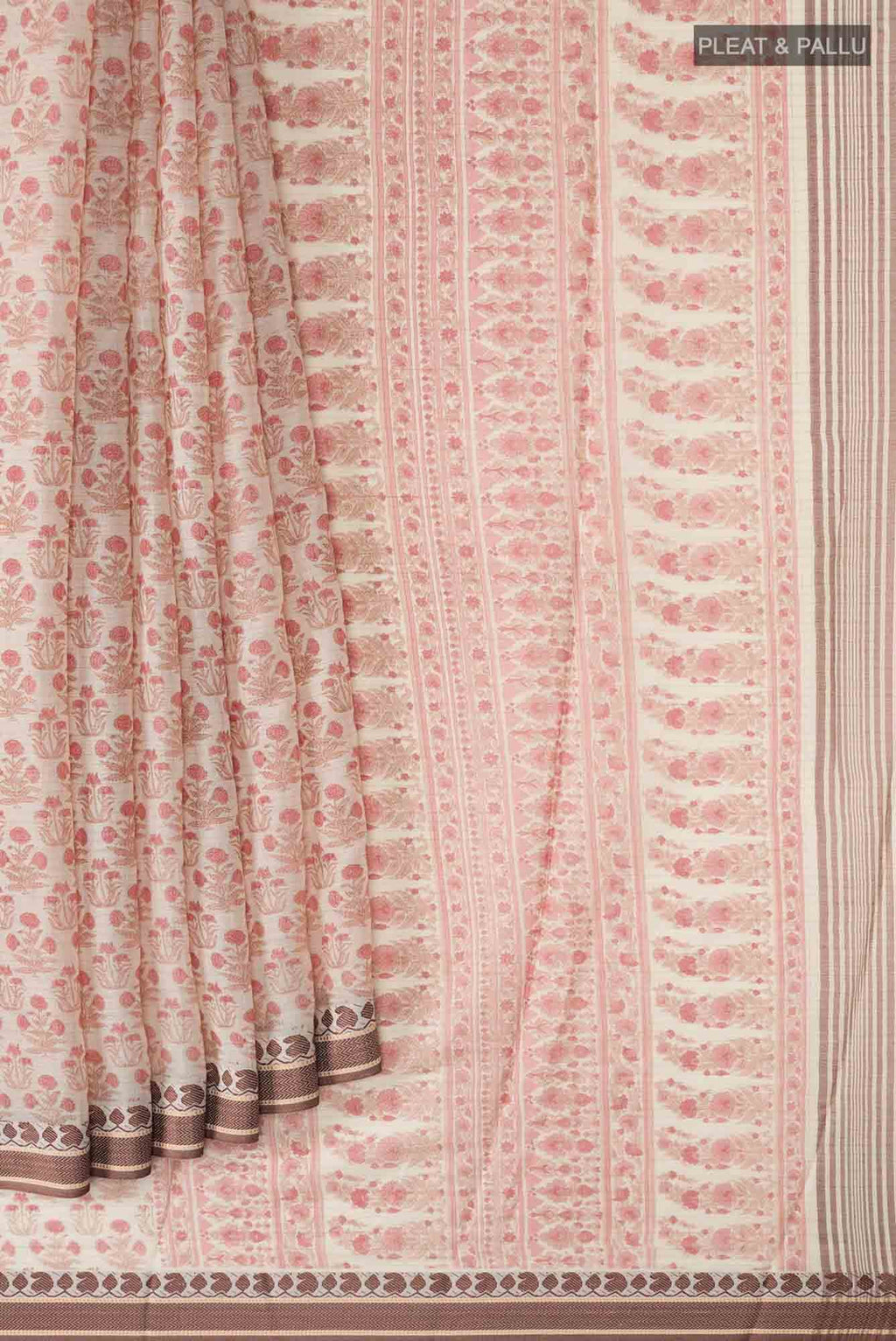 Cream Tussar Silk Saree