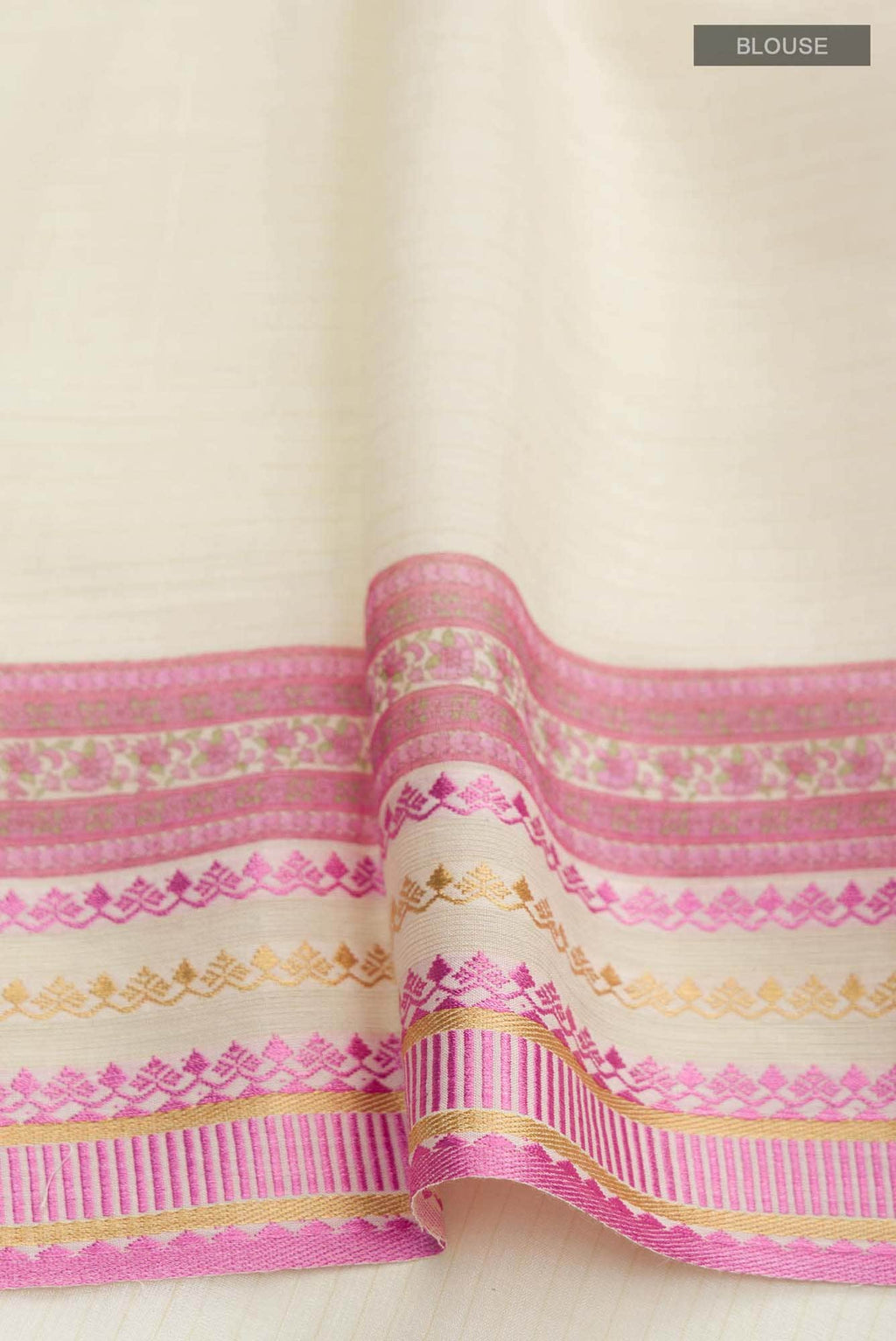 Cream Tussar Silk Saree