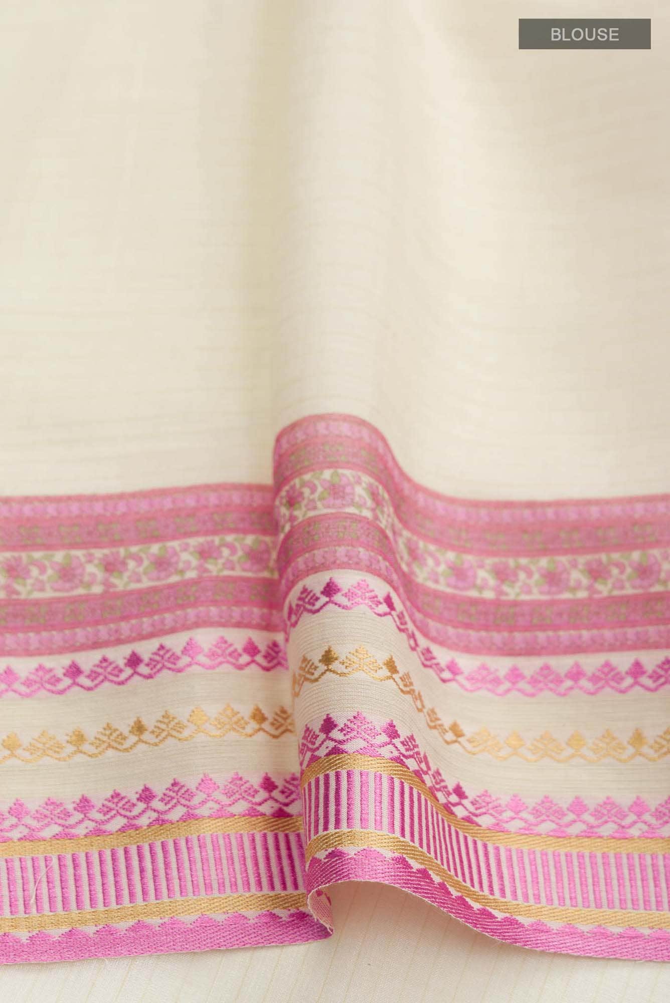 Cream Tussar Silk Saree