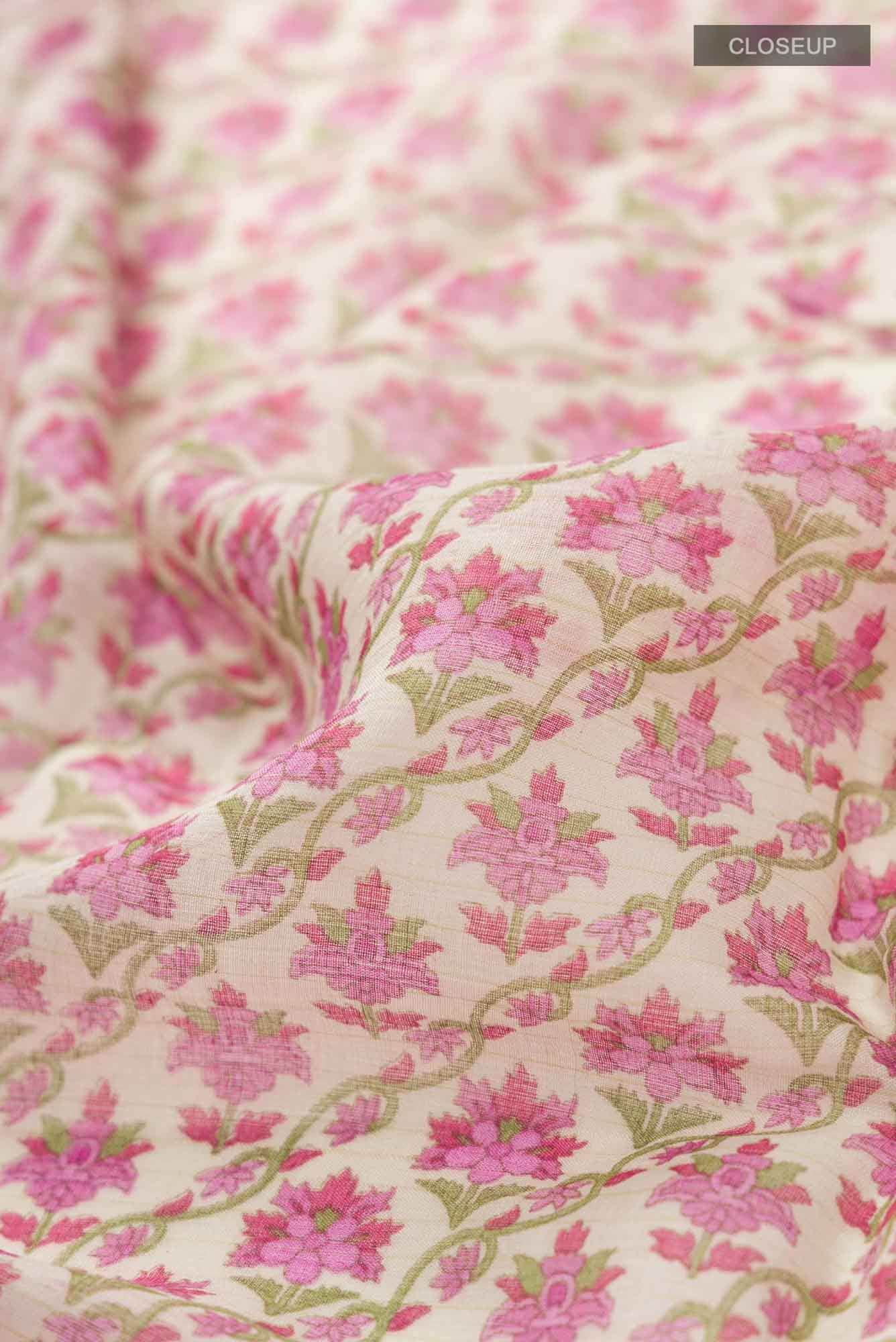 Cream Tussar Silk Saree