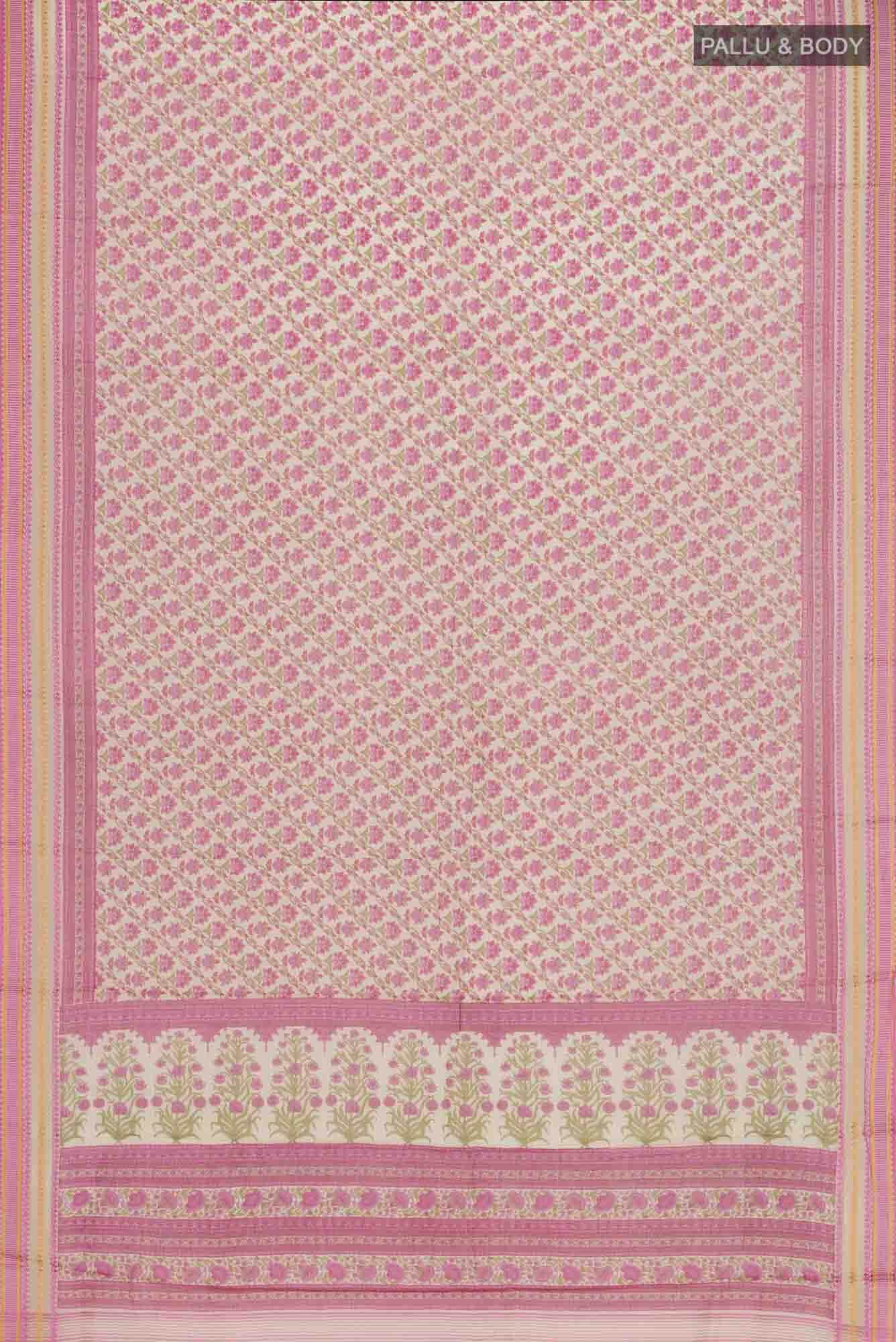 Cream Tussar Silk Saree