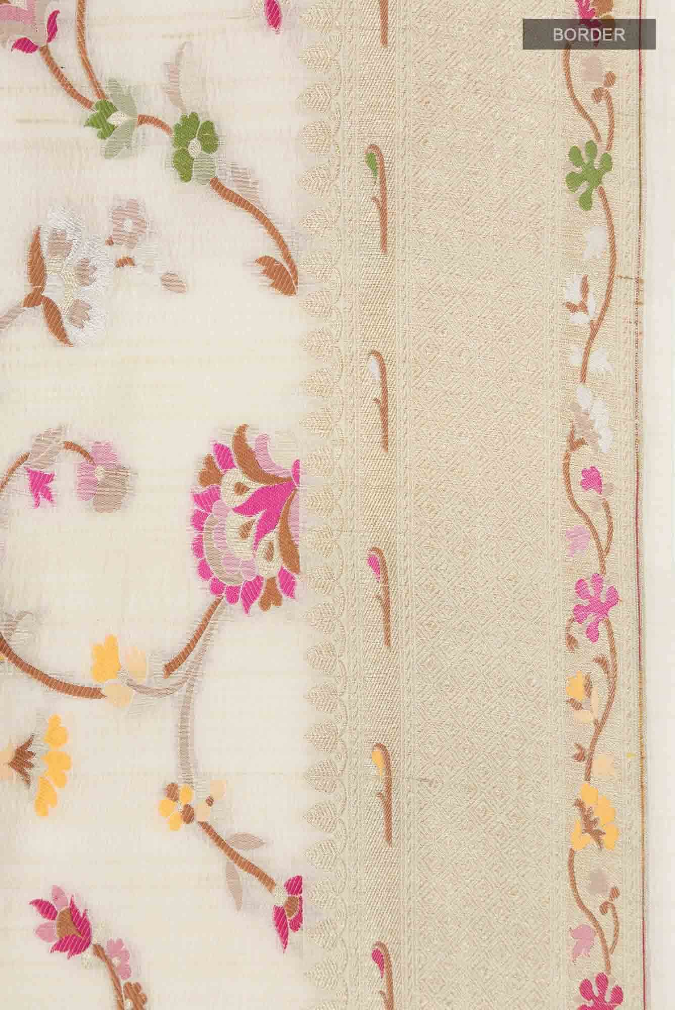 Beige Tussar Silk Saree