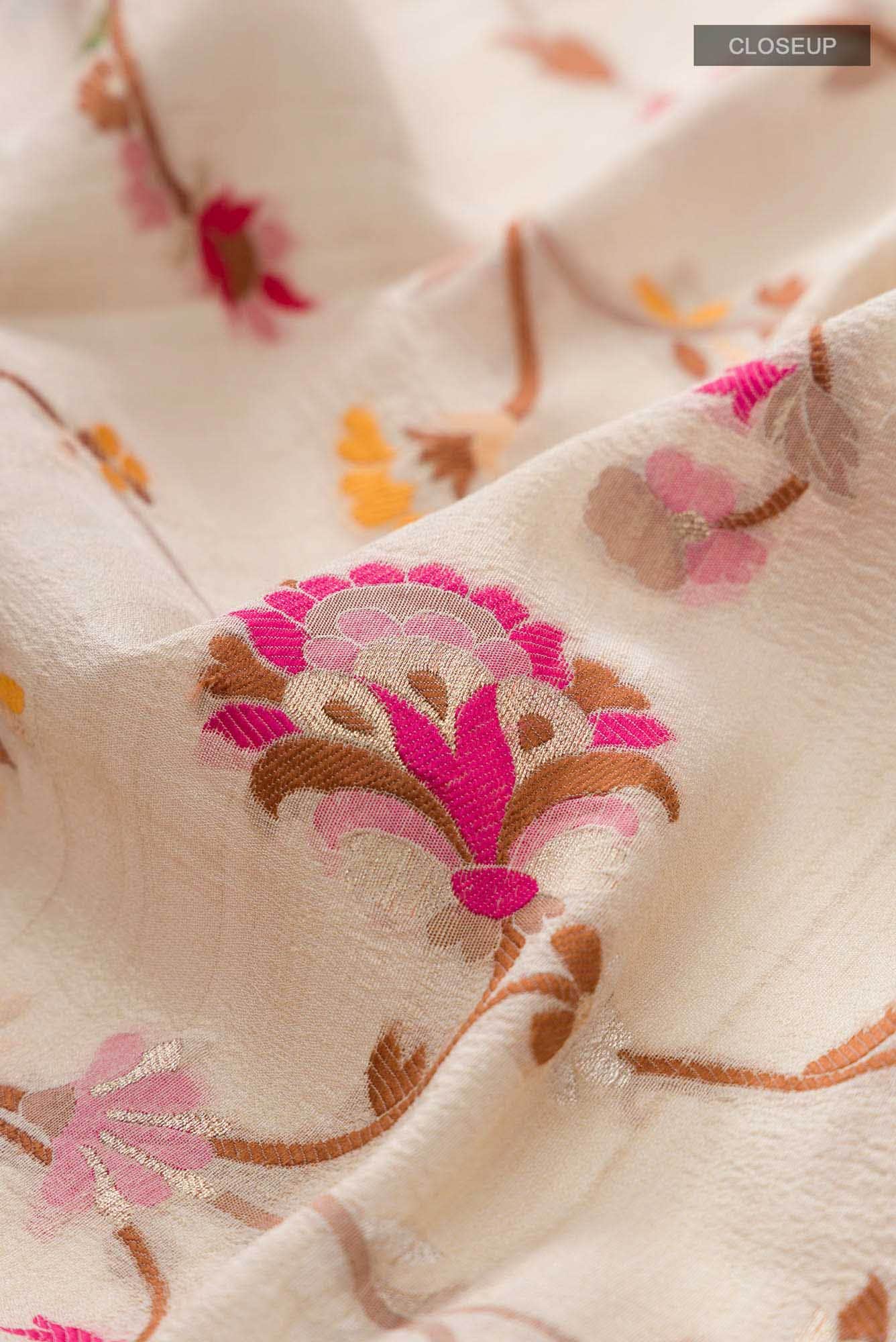 Beige Tussar Silk Saree