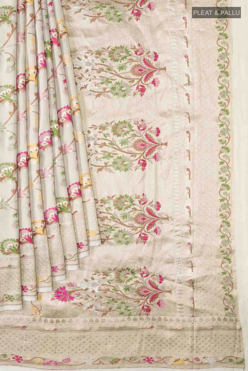 Beige Tussar Silk Saree