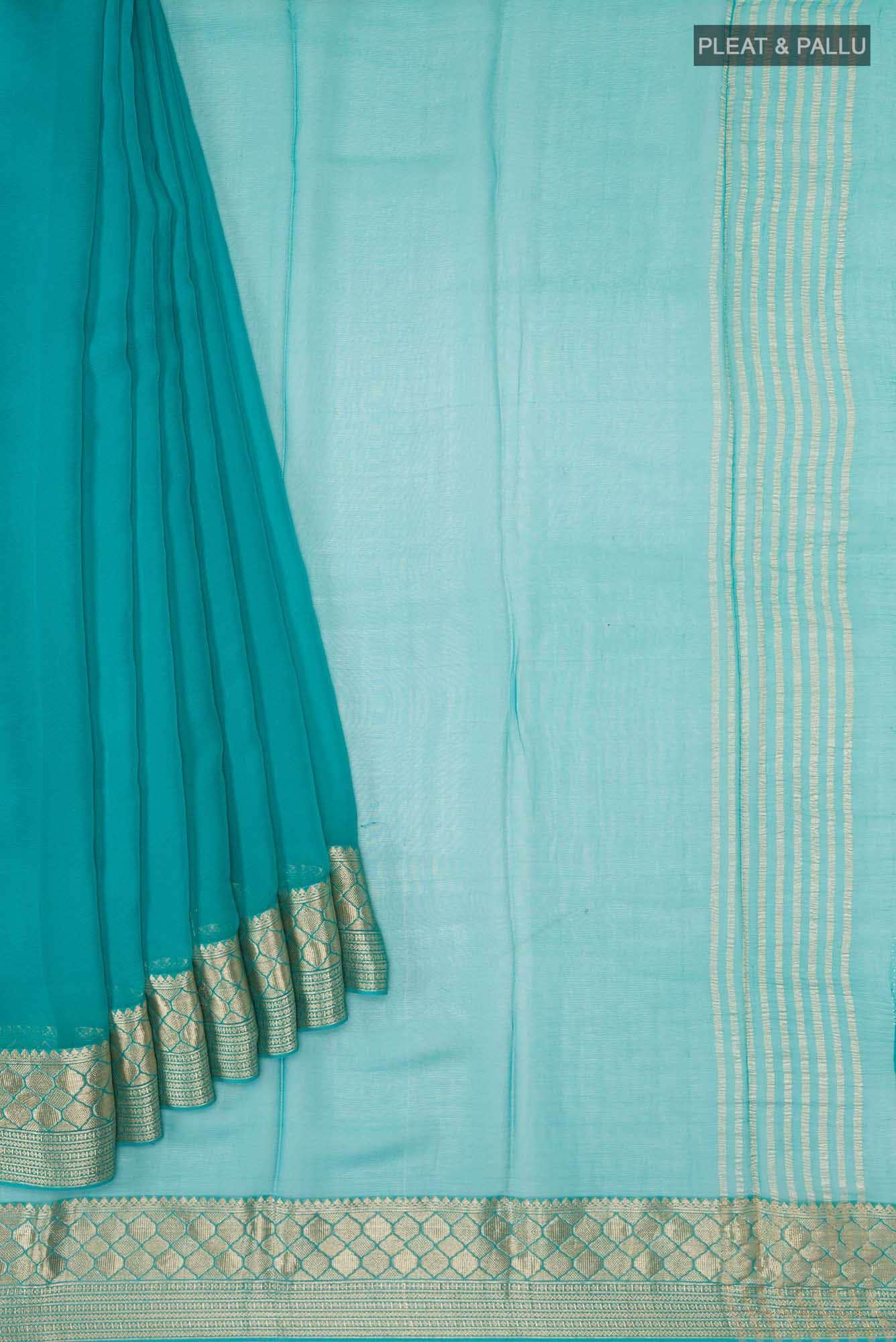 Turquoise Mysore Chiffon Saree