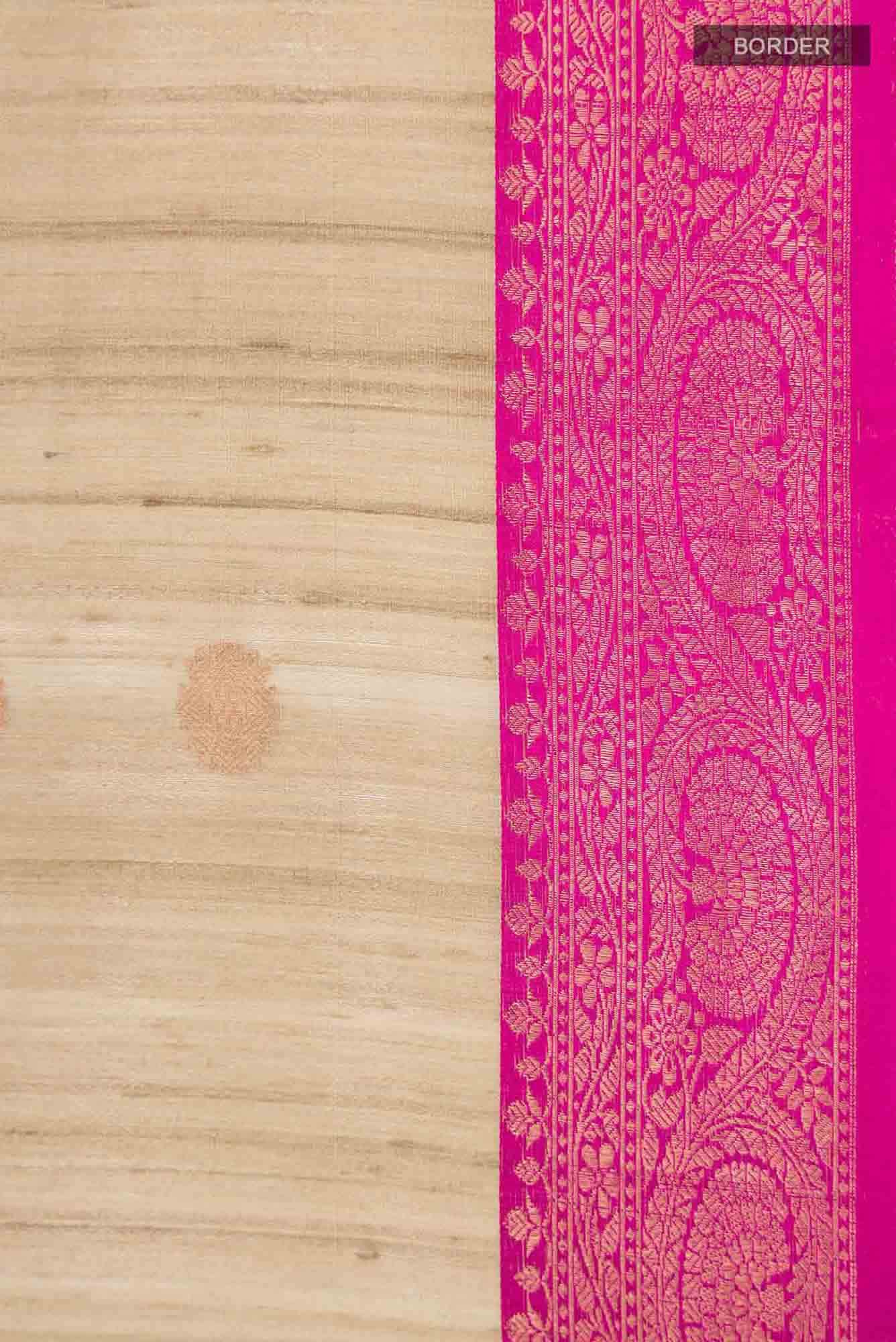 Beige Banarasi Tussar Silk Saree