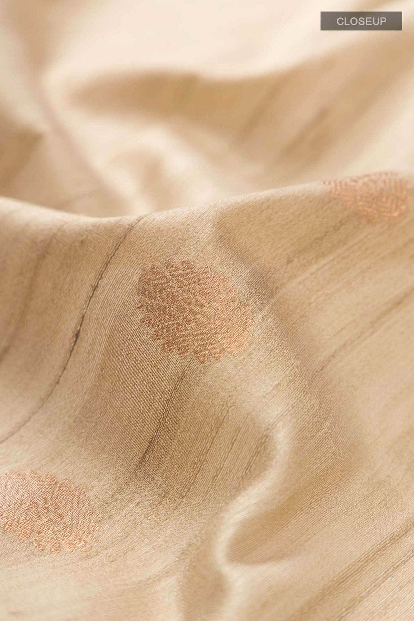 Beige Banarasi Tussar Silk Saree
