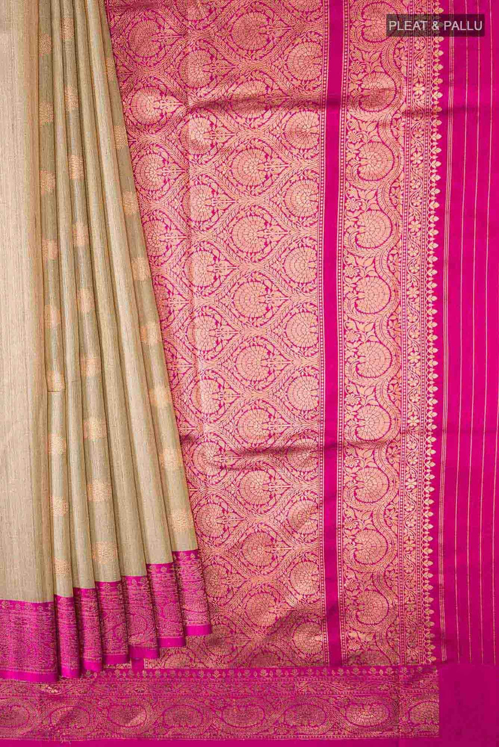 Beige Banarasi Tussar Silk Saree