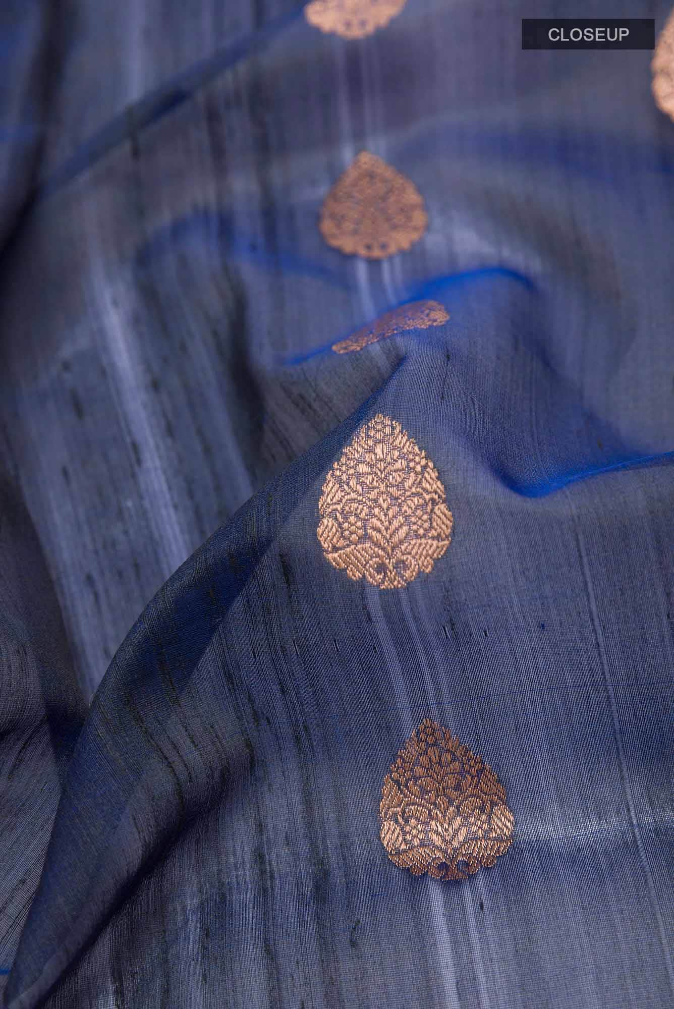 Dark Blue Banarasi Katan Silk Saree