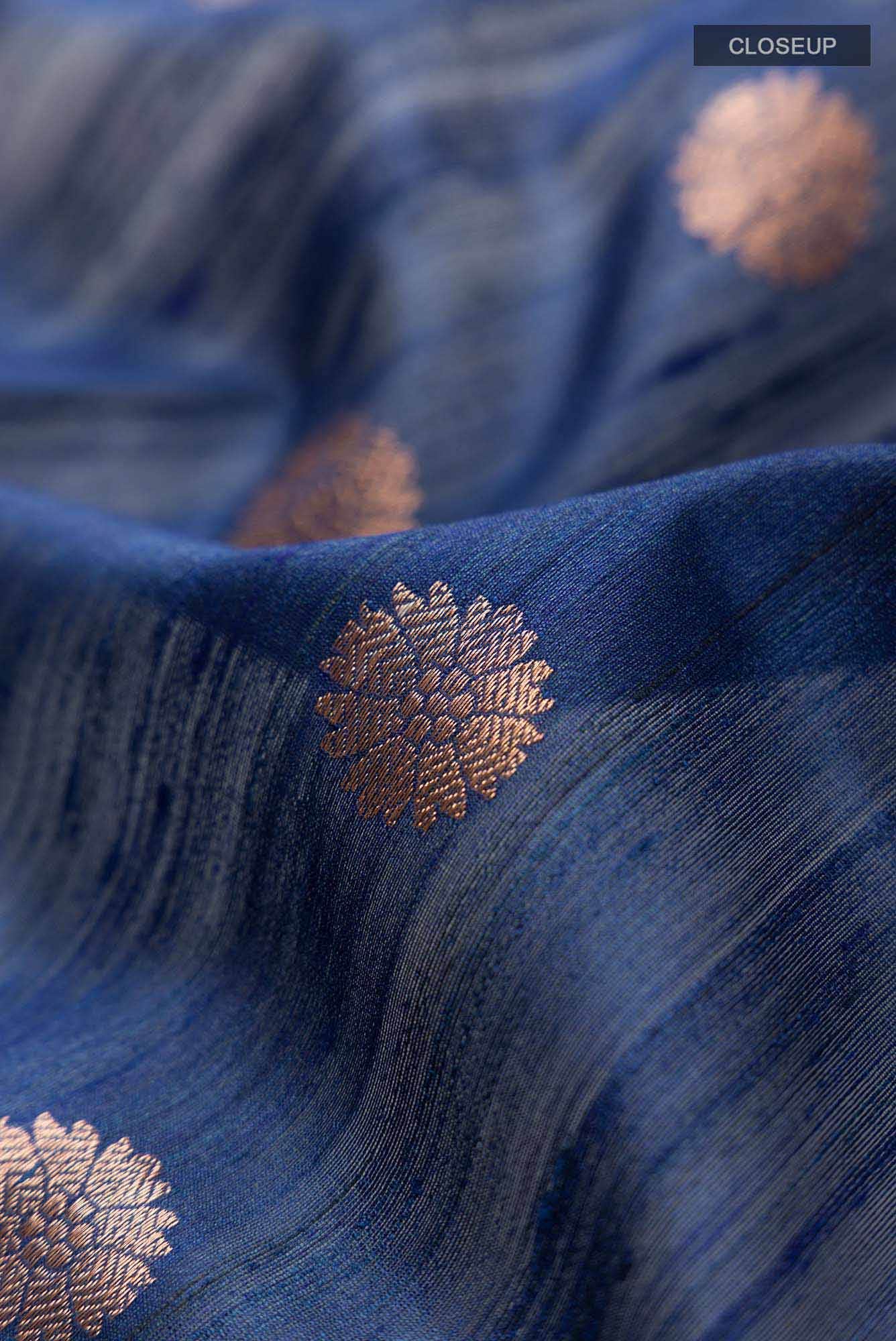Blue Banarasi Tussar Silk Saree