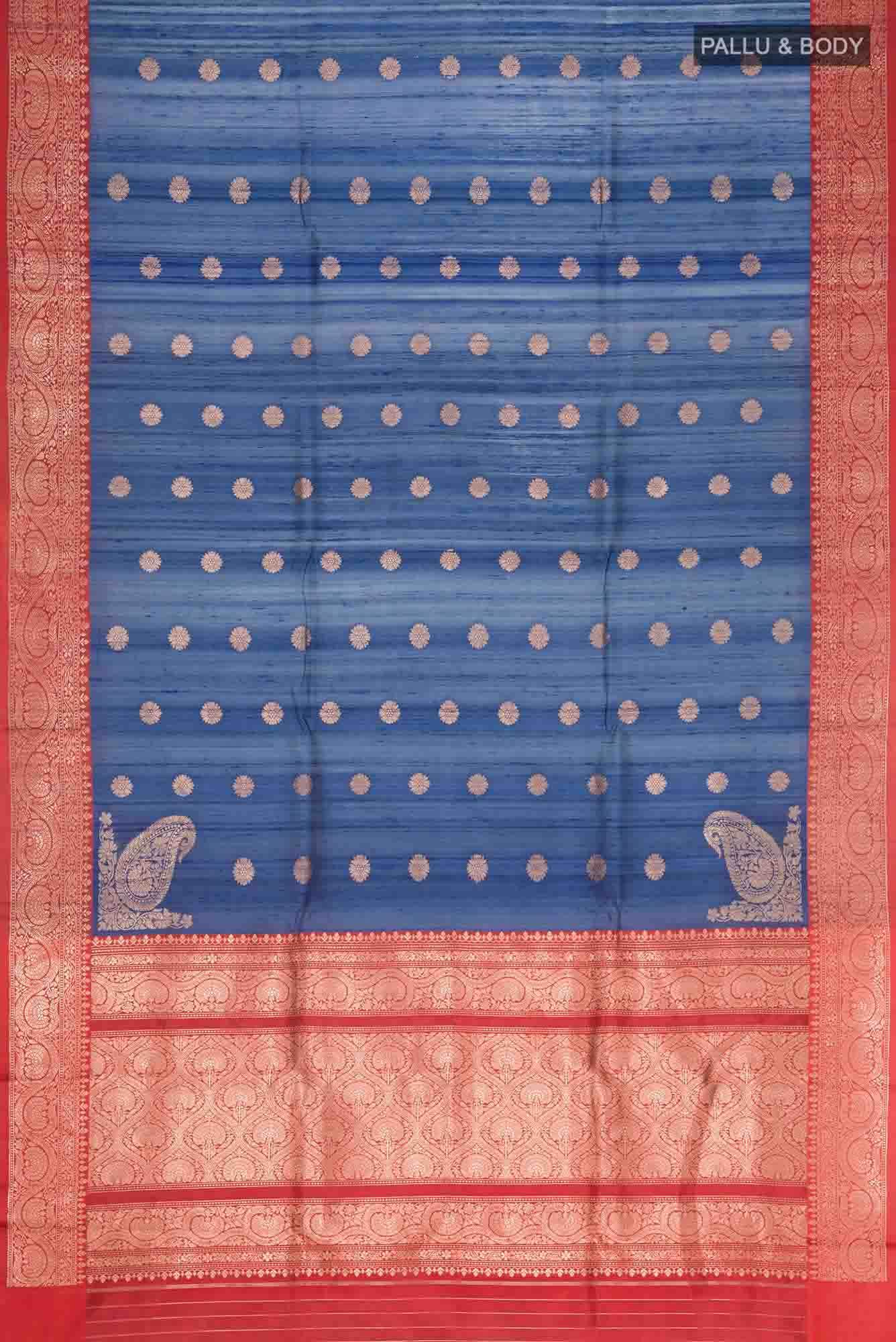 Blue Banarasi Tussar Silk Saree