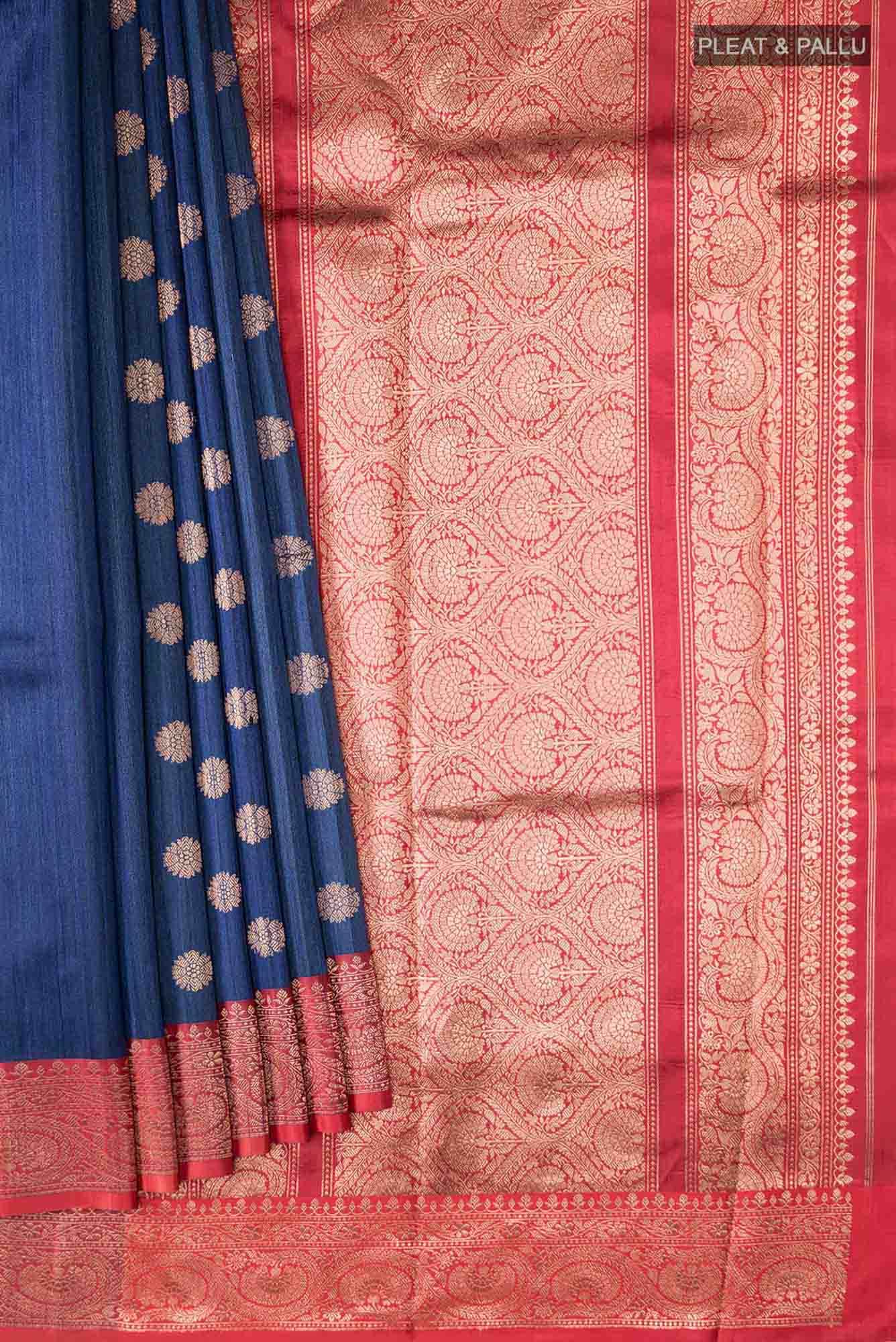 Blue Banarasi Tussar Silk Saree