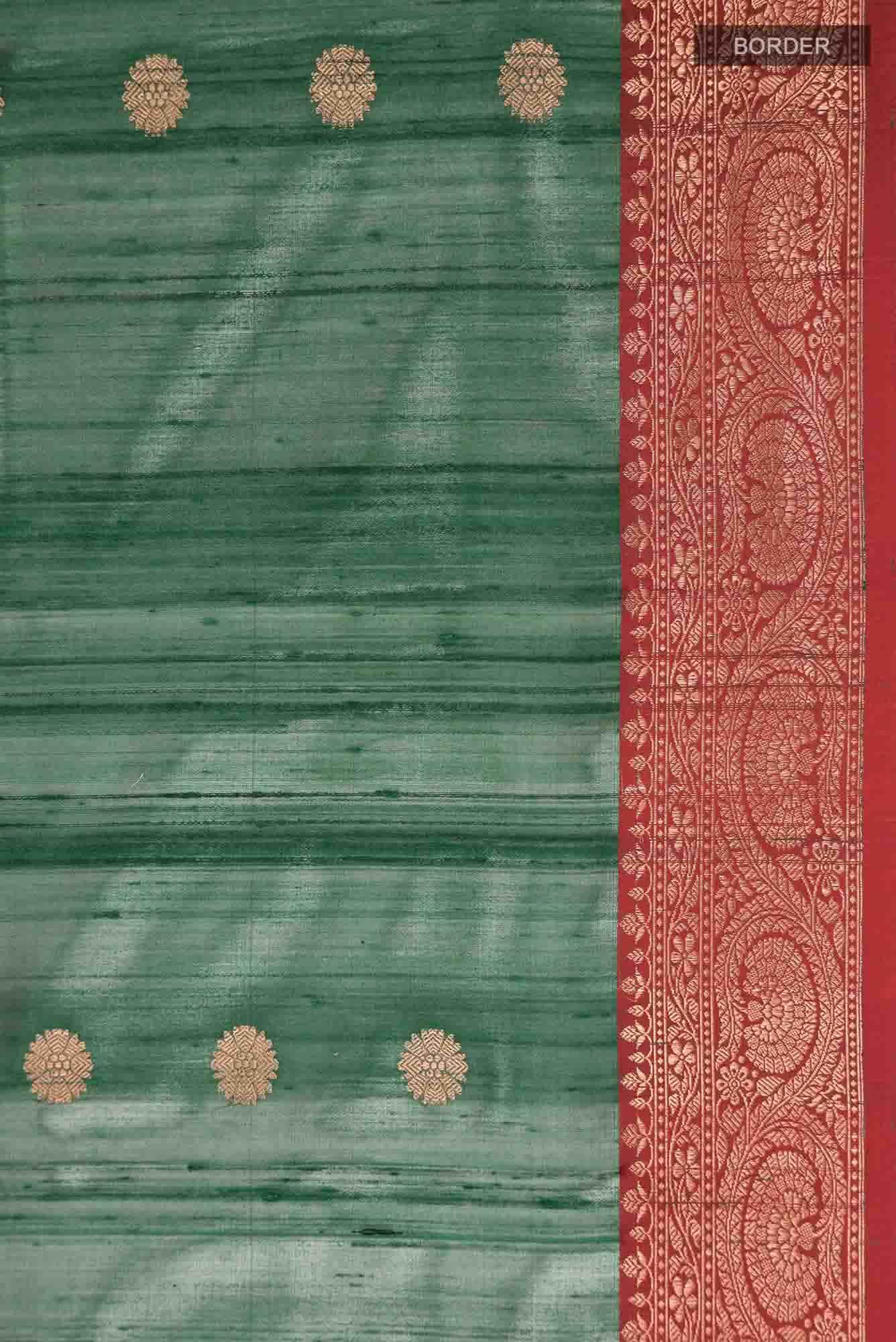 Green Banarasi Tussar Silk Saree