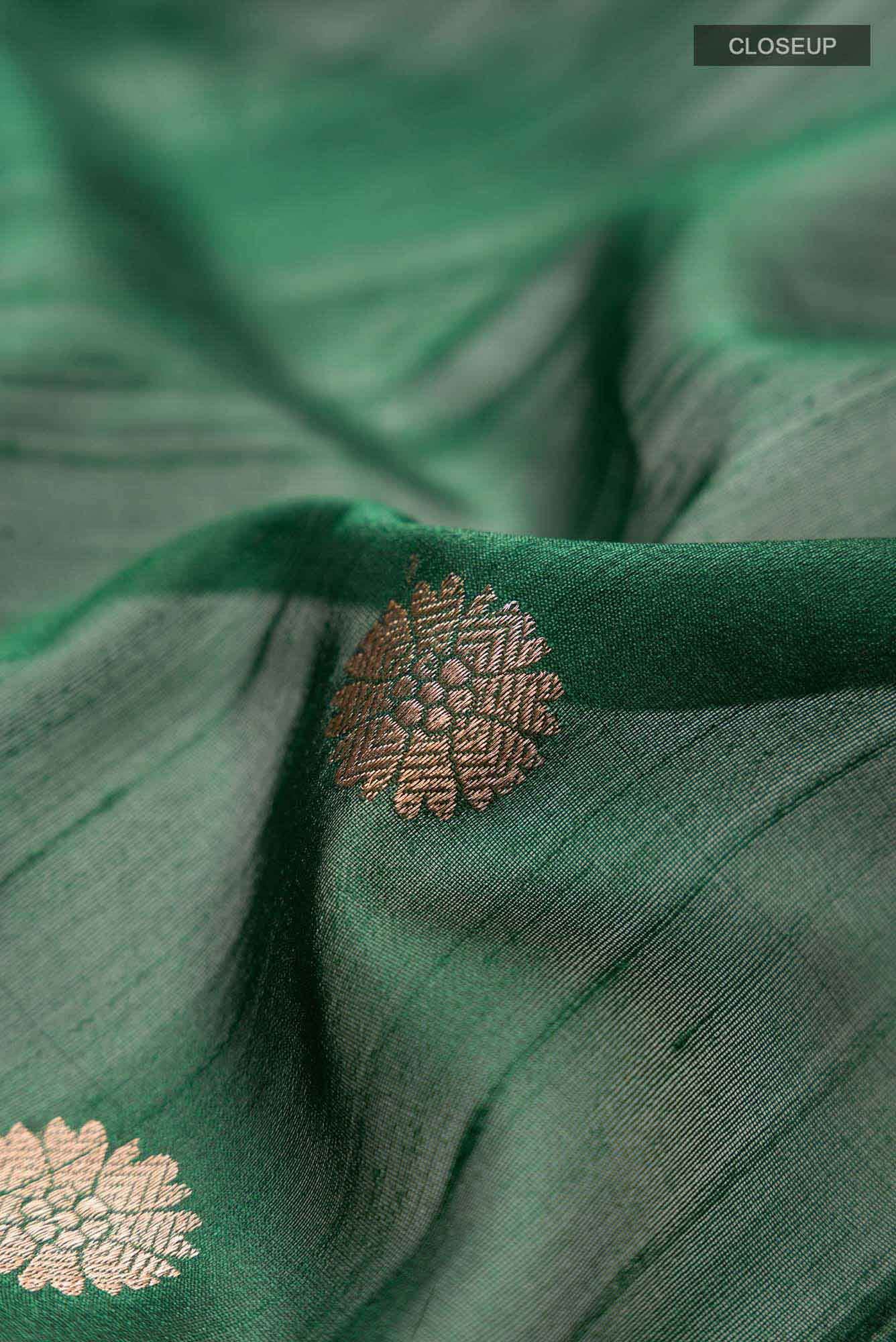 Green Banarasi Tussar Silk Saree