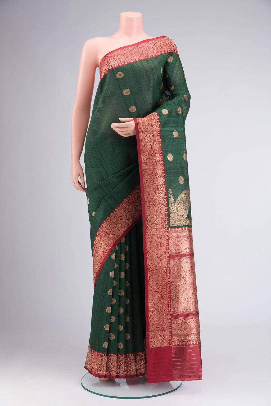 Green Banarasi Tussar Silk Saree