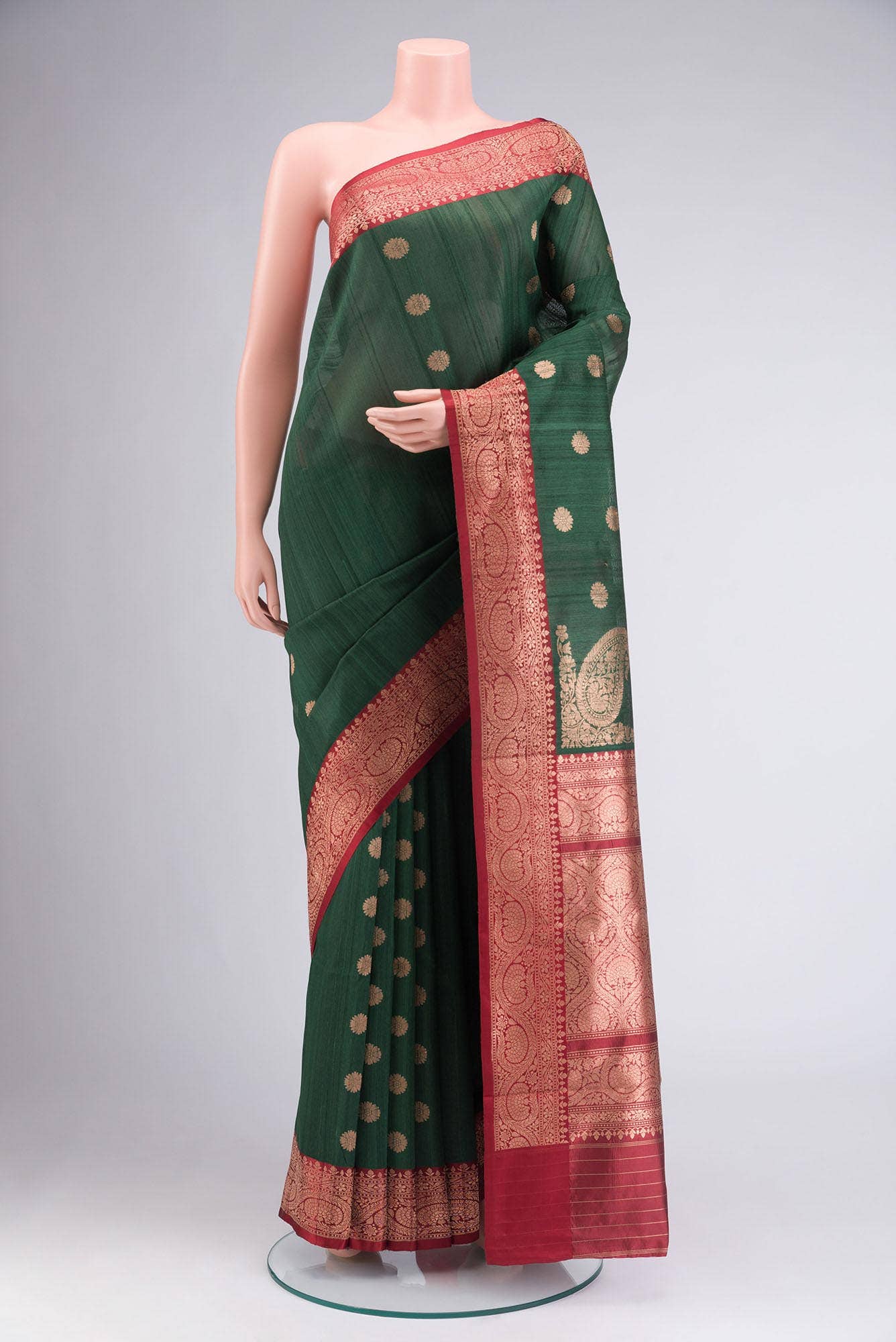 Green Banarasi Tussar Silk Saree