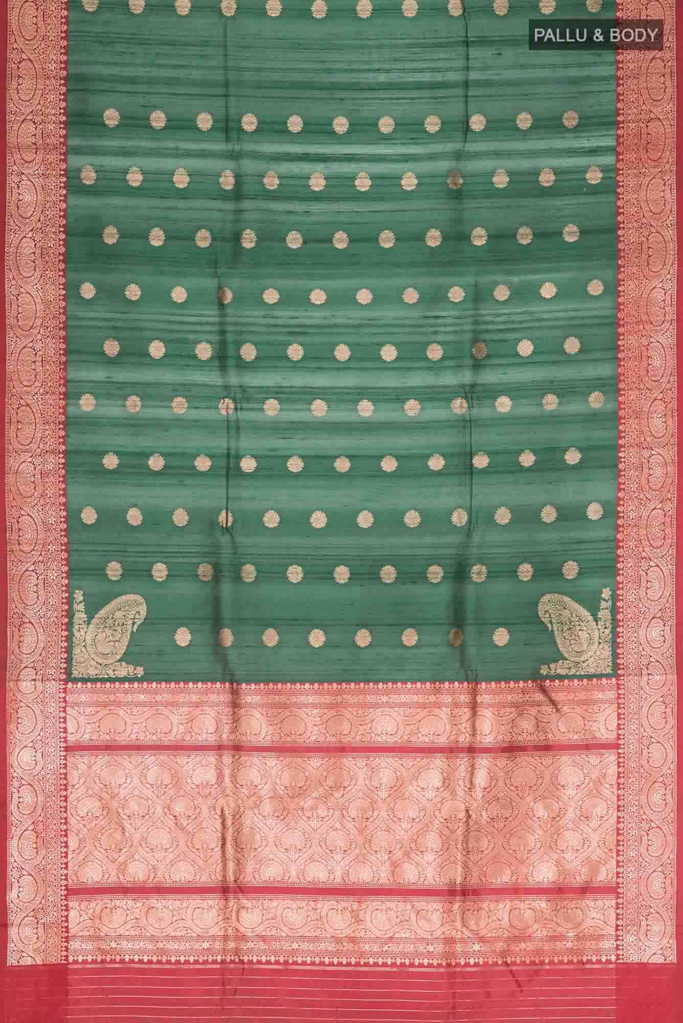Green Banarasi Tussar Silk Saree