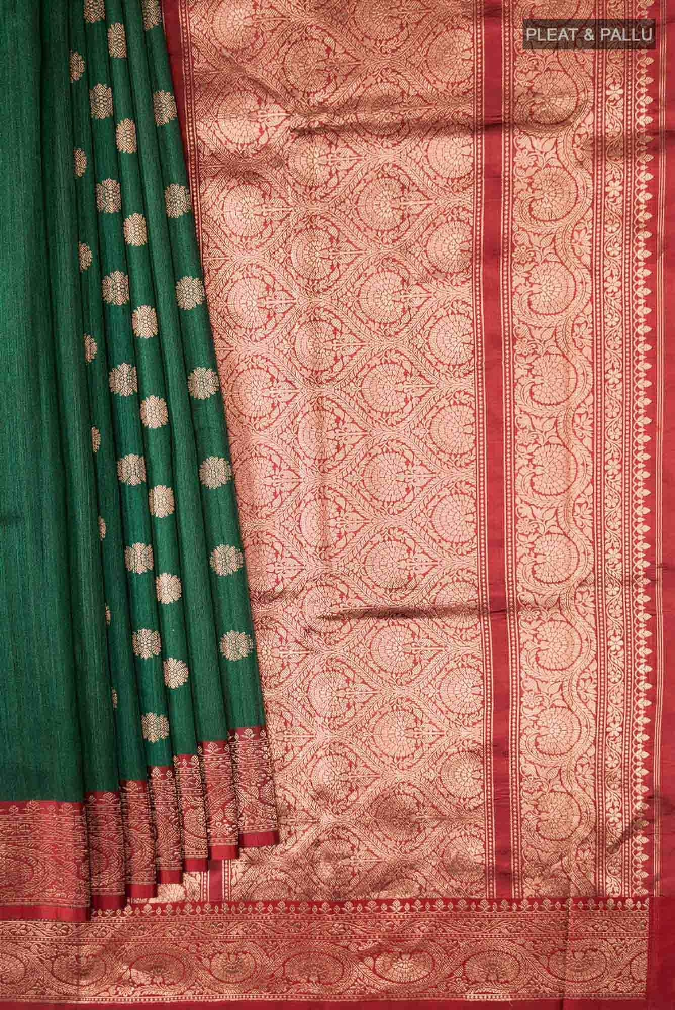 Green Banarasi Tussar Silk Saree