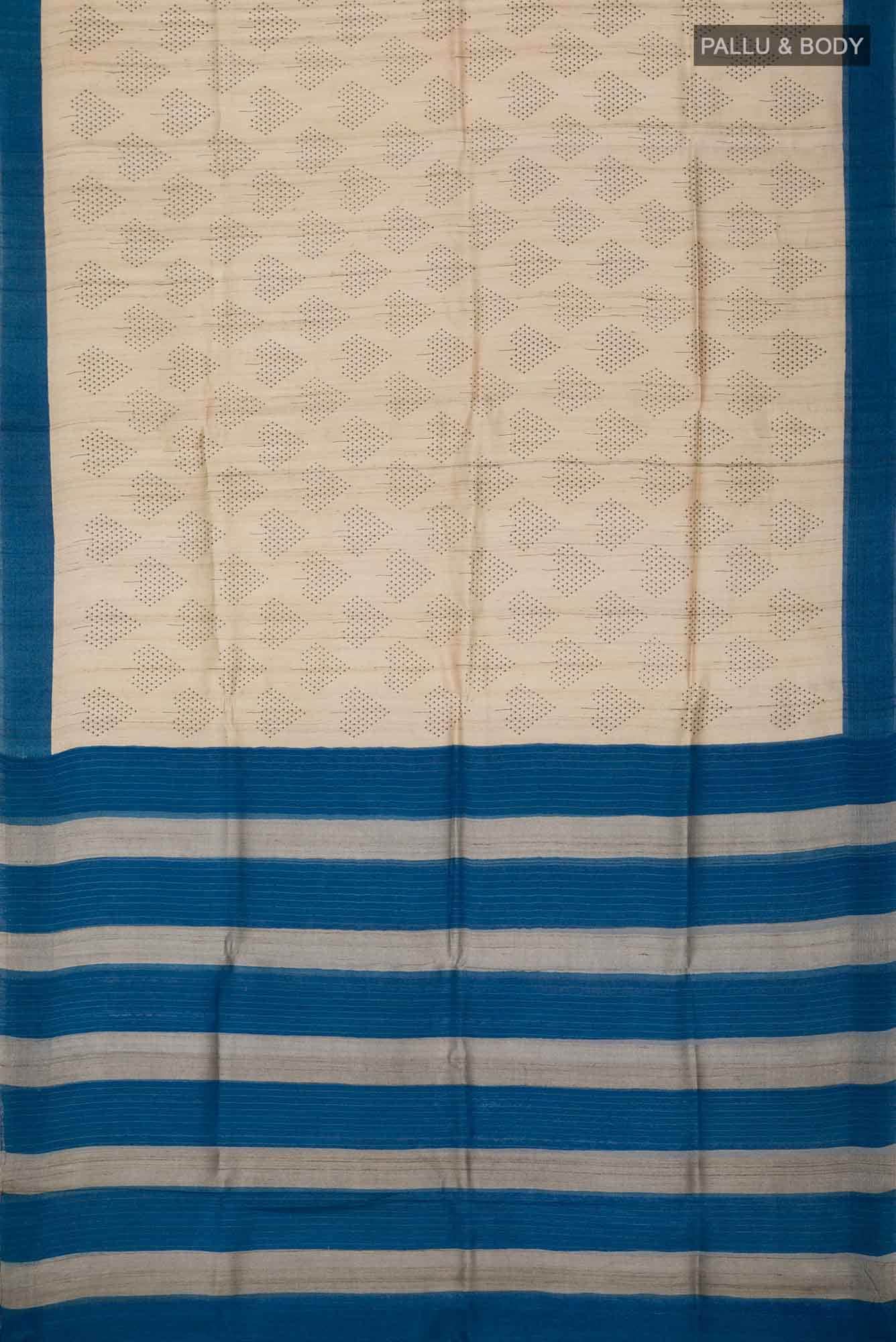 Beige Tussar Silk Saree