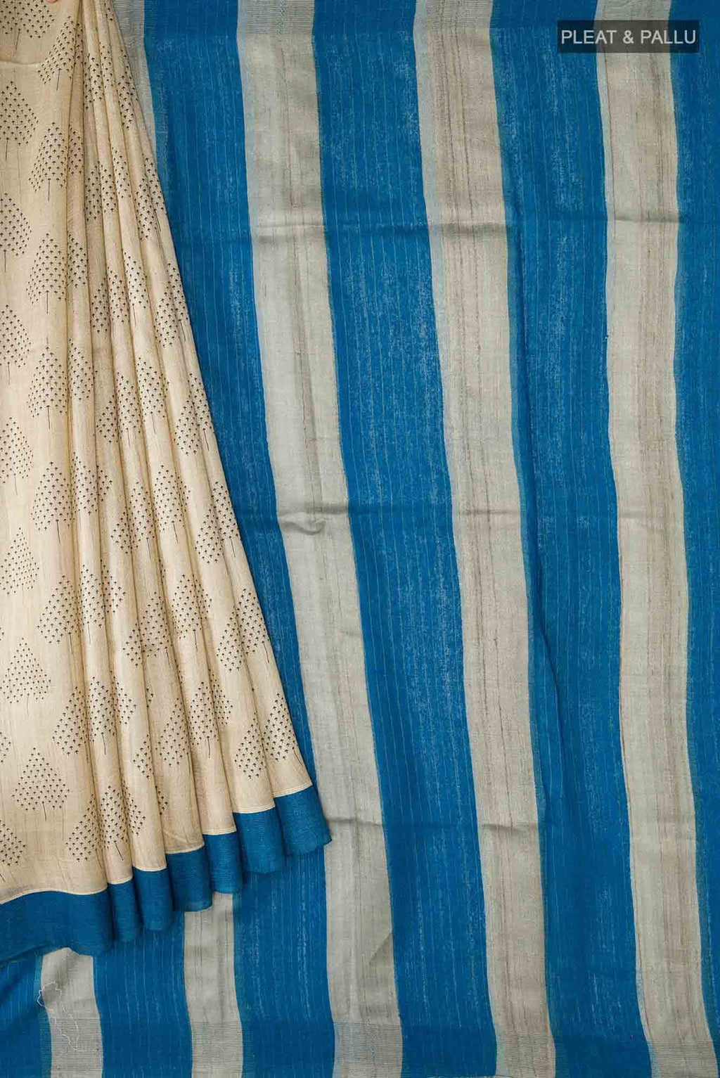 Beige Tussar Silk Saree