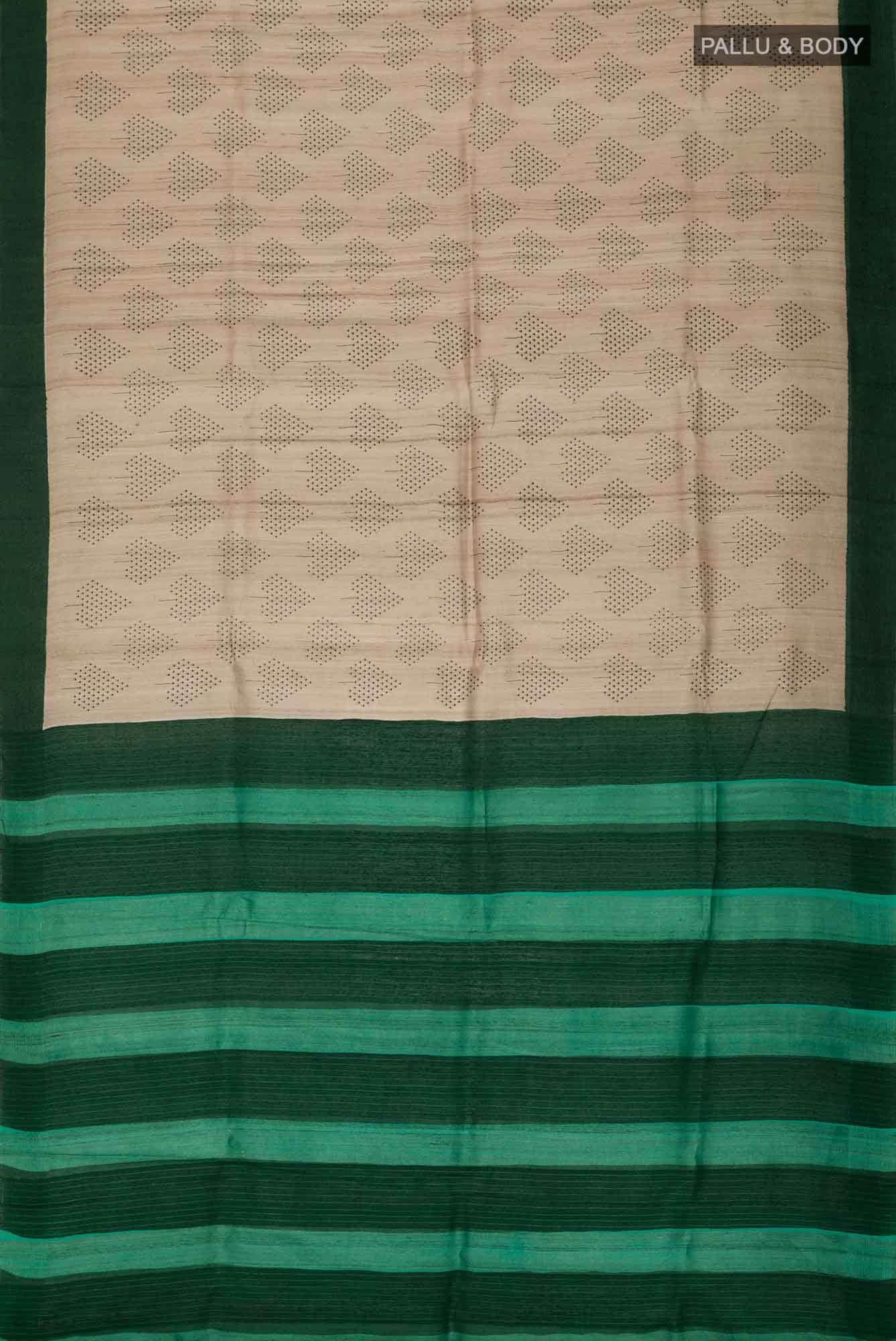 Beige Tussar Silk Saree