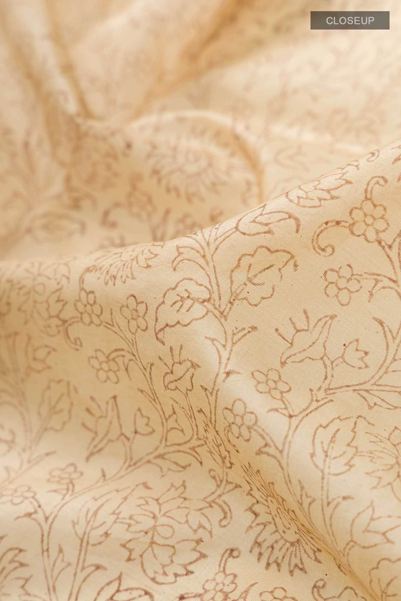 Beige Tussar Silk Saree