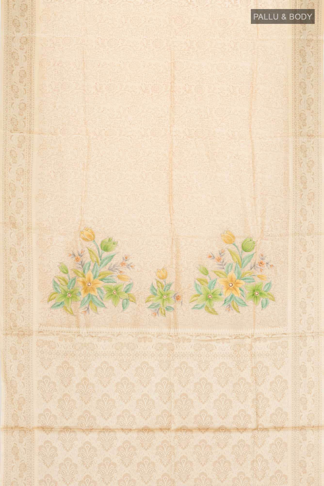 Beige Tussar Silk Saree
