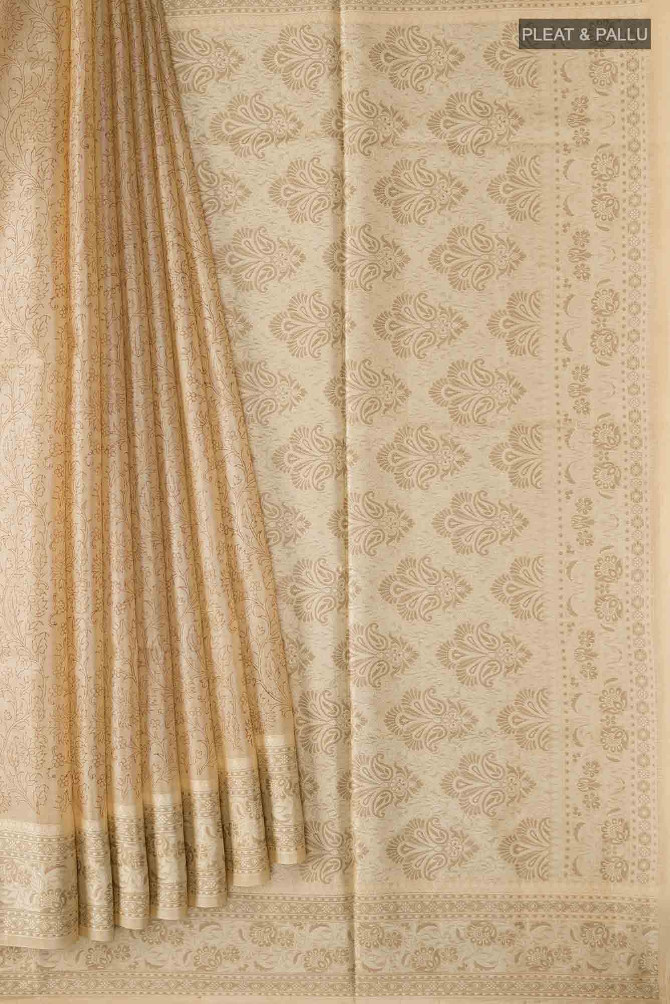 Beige Tussar Silk Saree