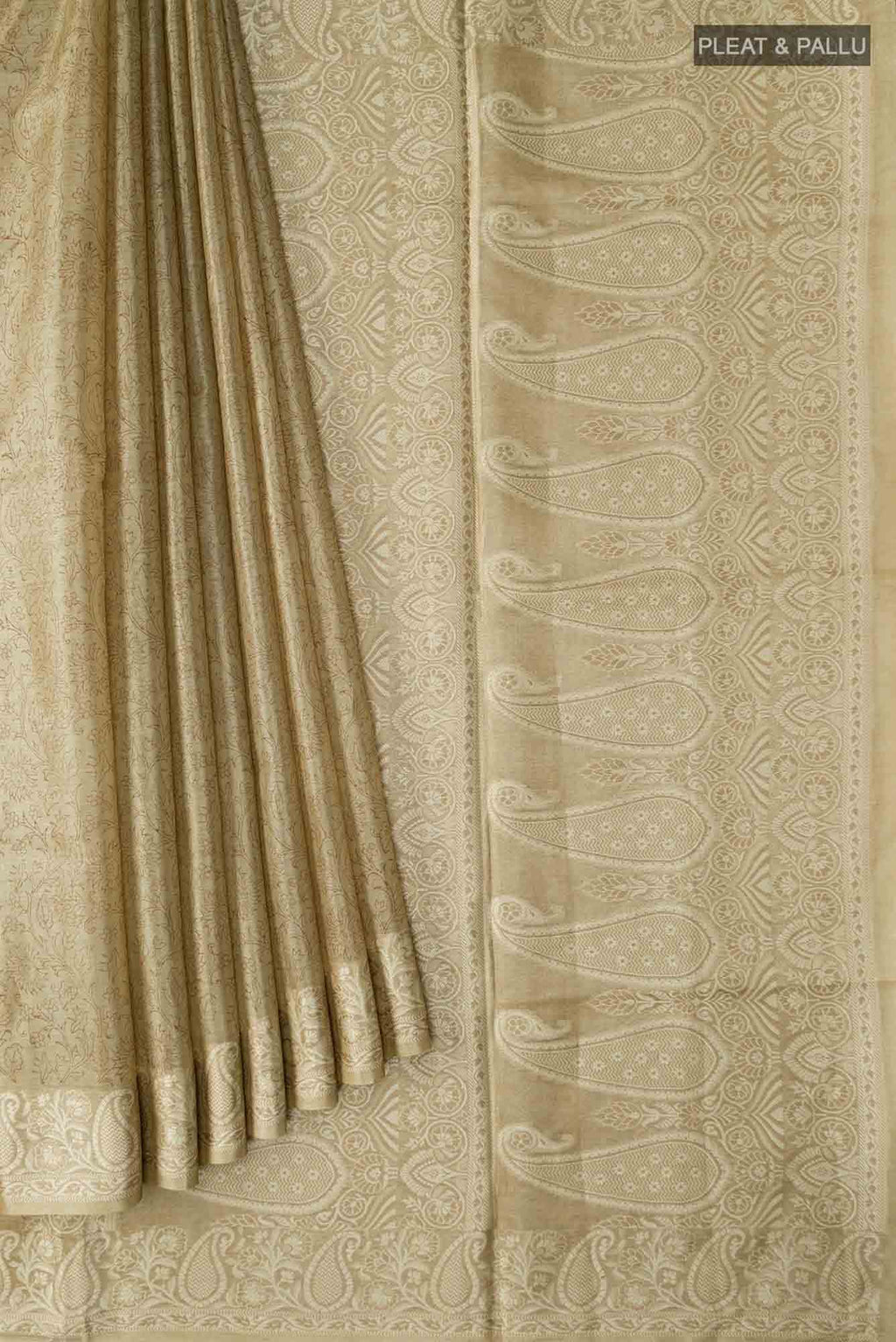 Beige Tussar Silk Saree