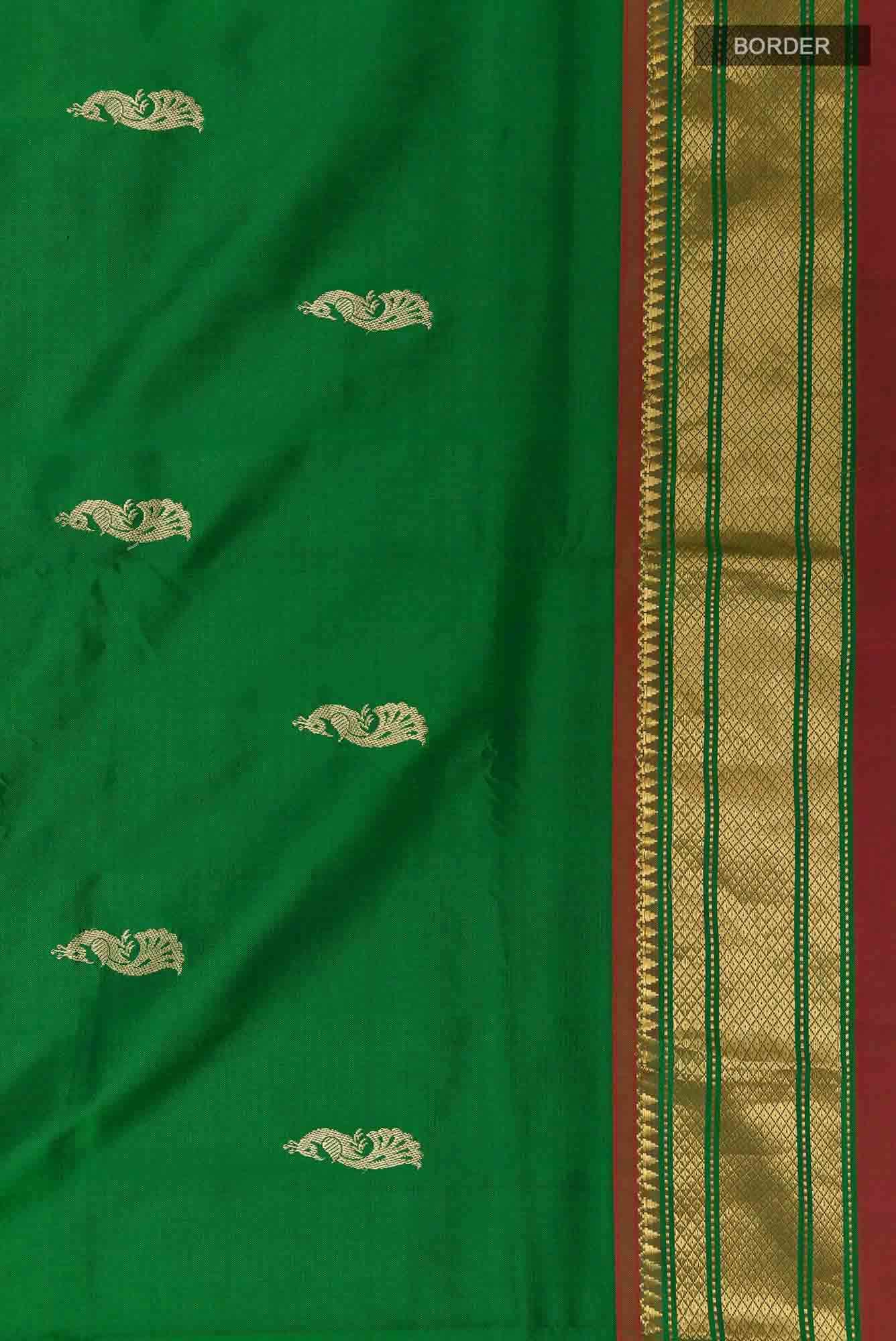 Bottle Green Paithani Silk Saree