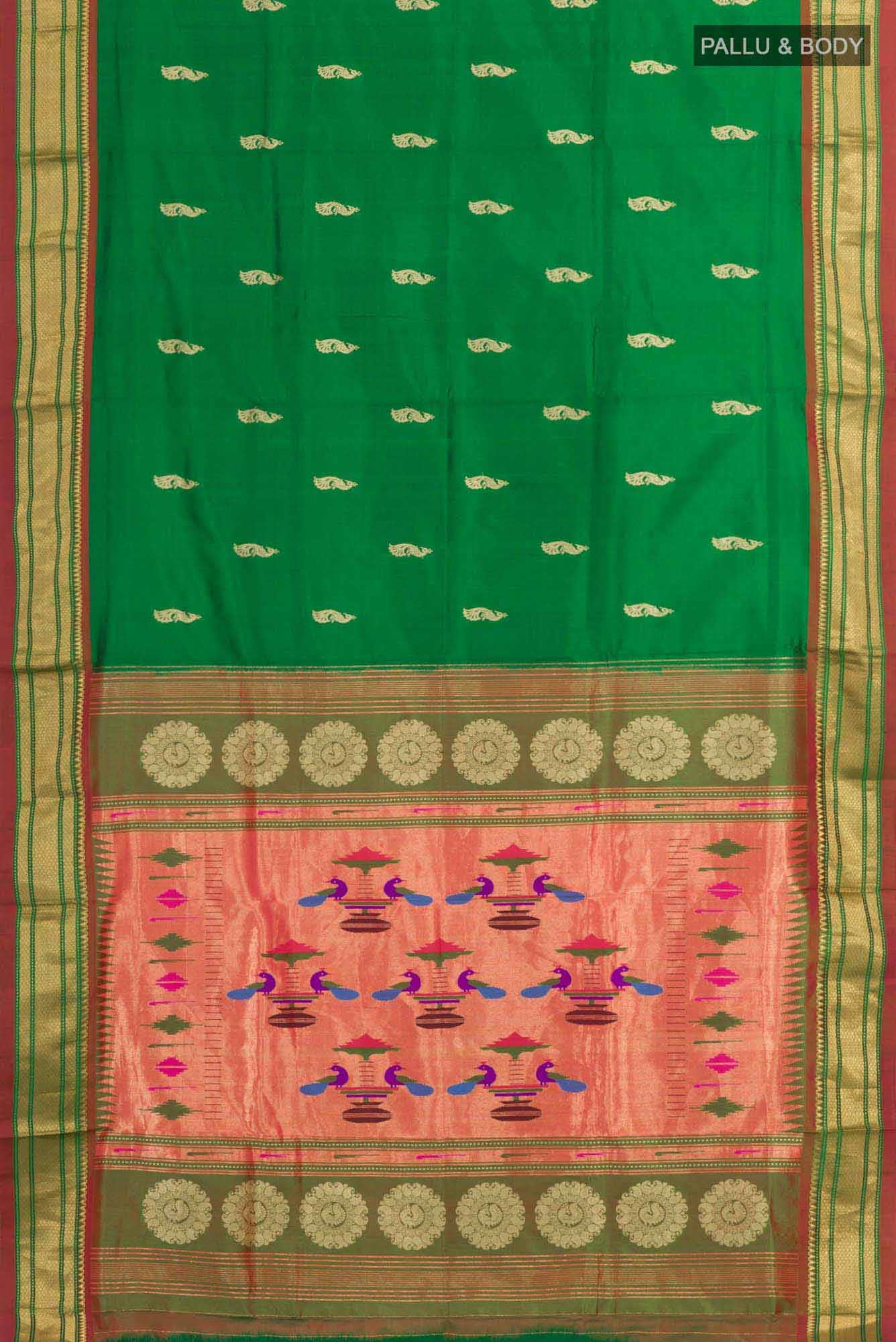 Bottle Green Paithani Silk Saree