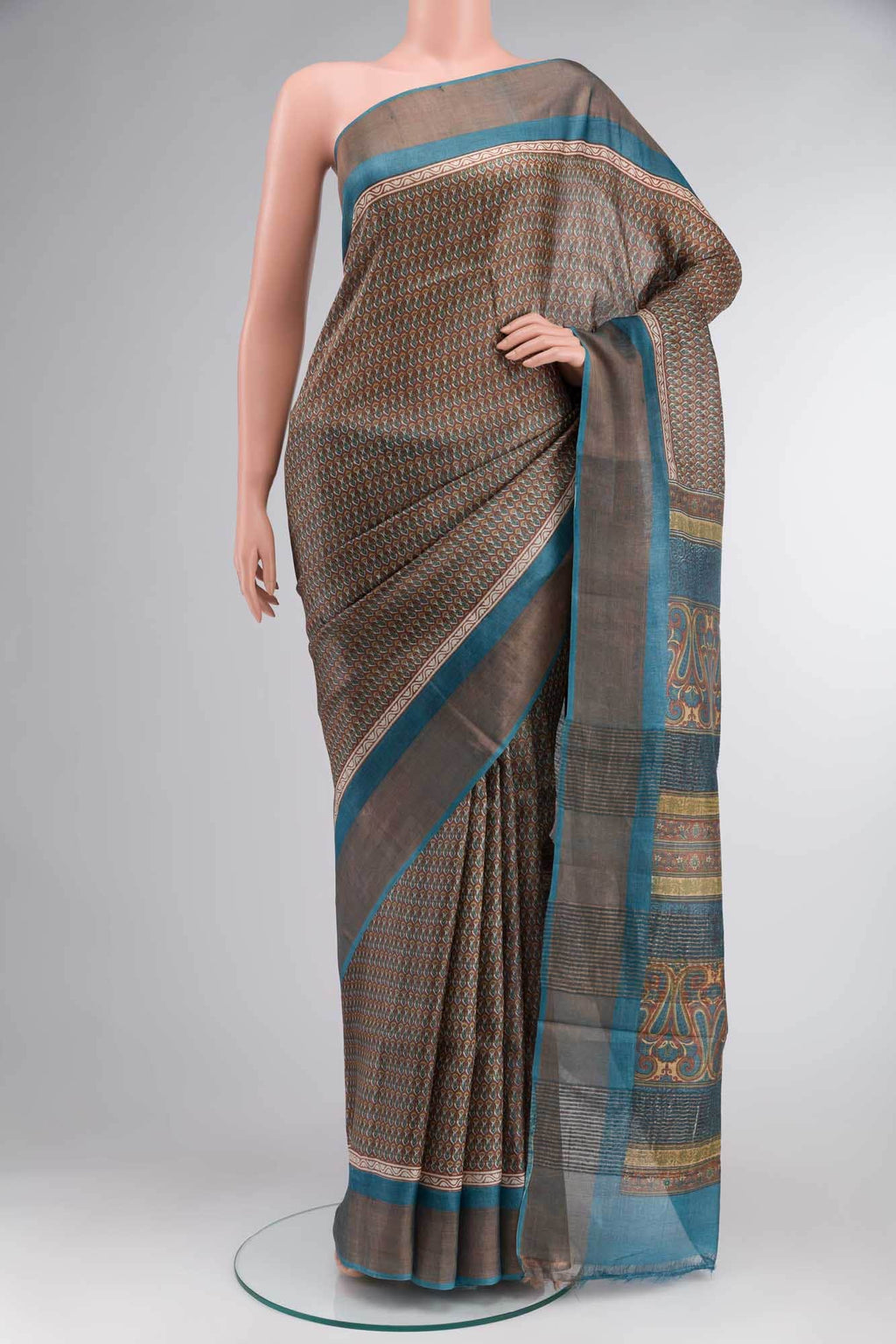 Brown Bhagalpuri Tussar Silk Saree