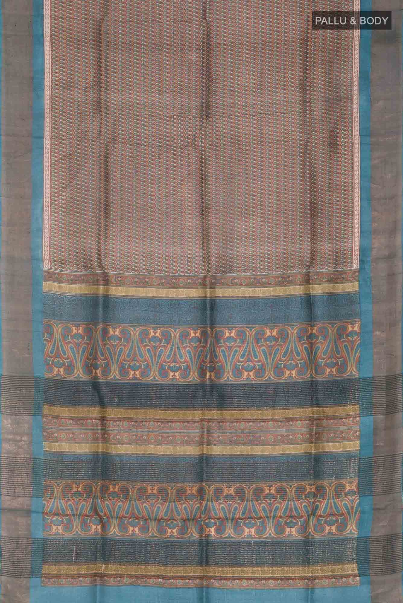 Brown Bhagalpuri Tussar Silk Saree