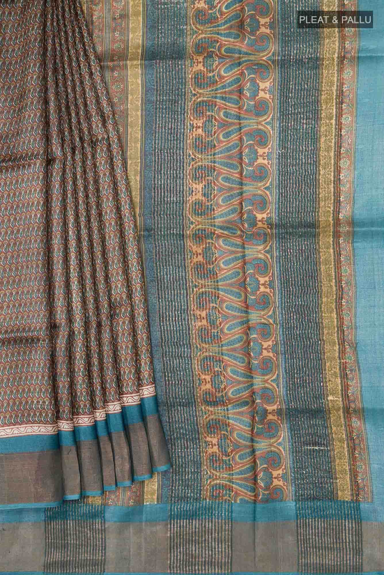 Brown Bhagalpuri Tussar Silk Saree