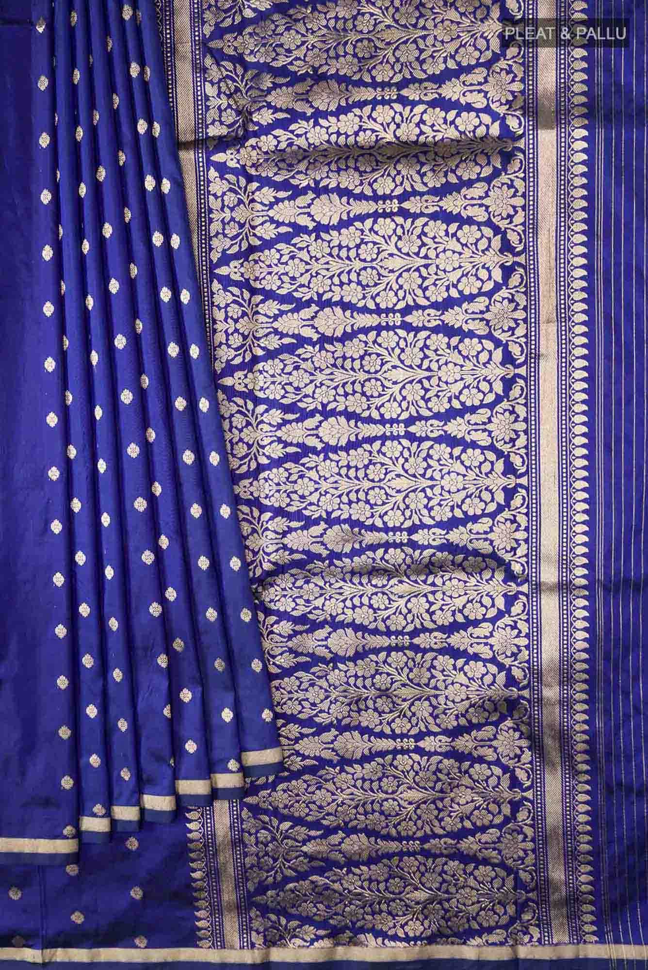 Blue Banarasi Katan Silk Saree