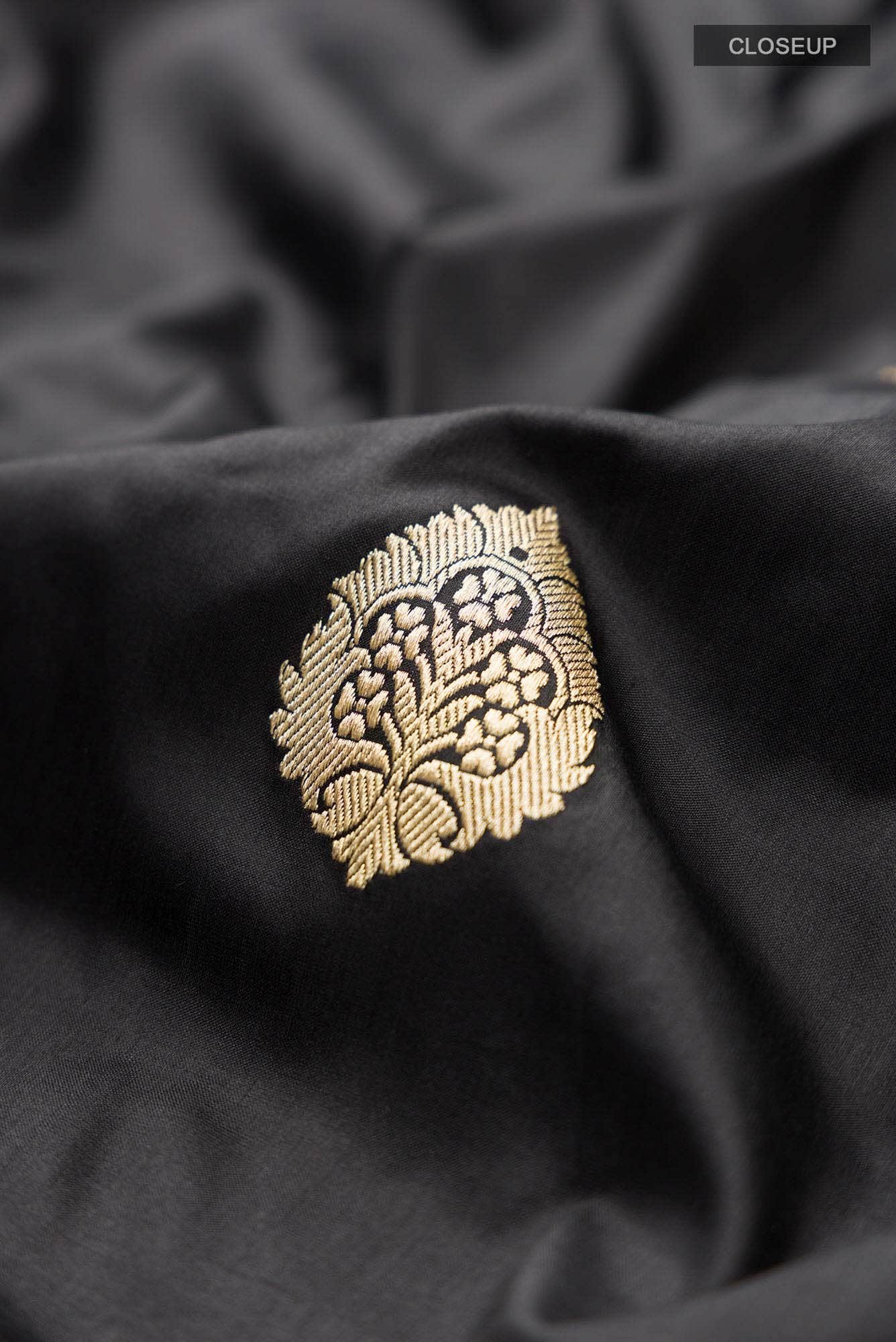 Black Banarasi Katan Silk Saree