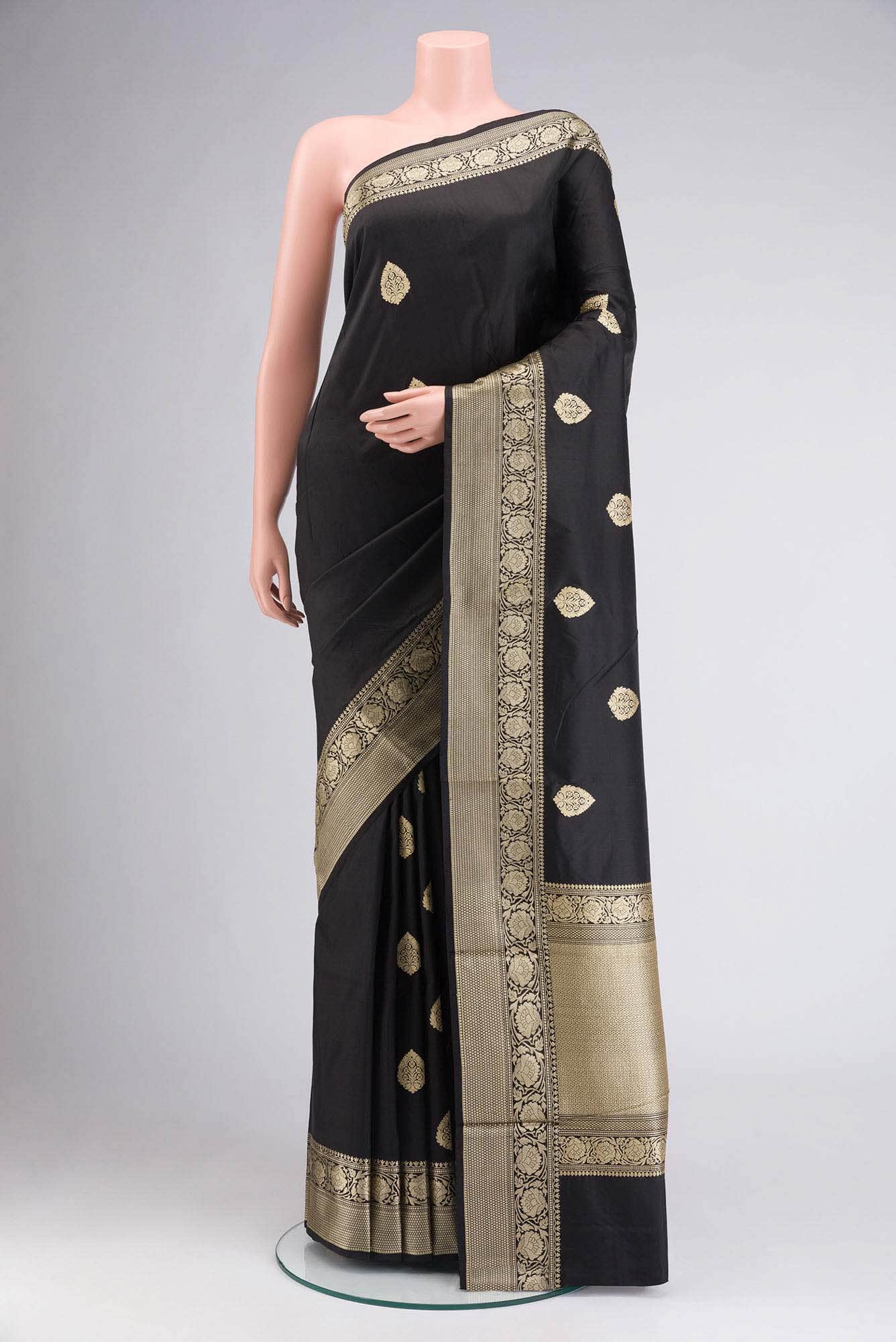 Black Banarasi Katan Silk Saree