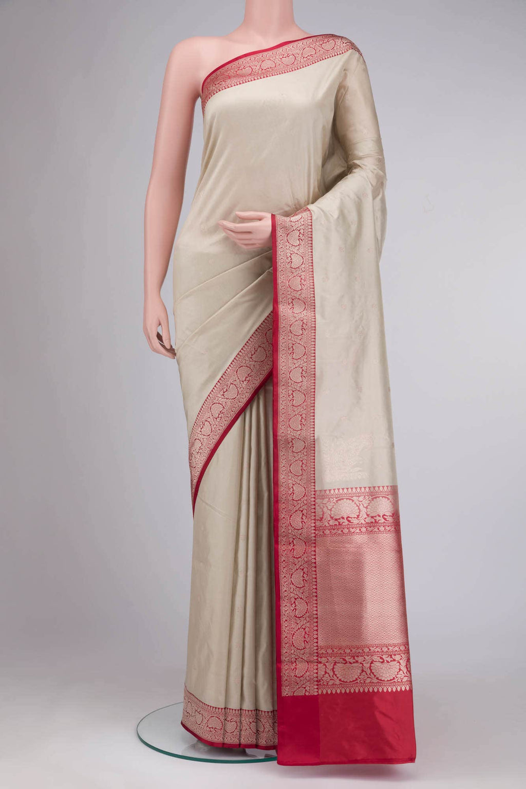 Beige Baluchari Silk Saree